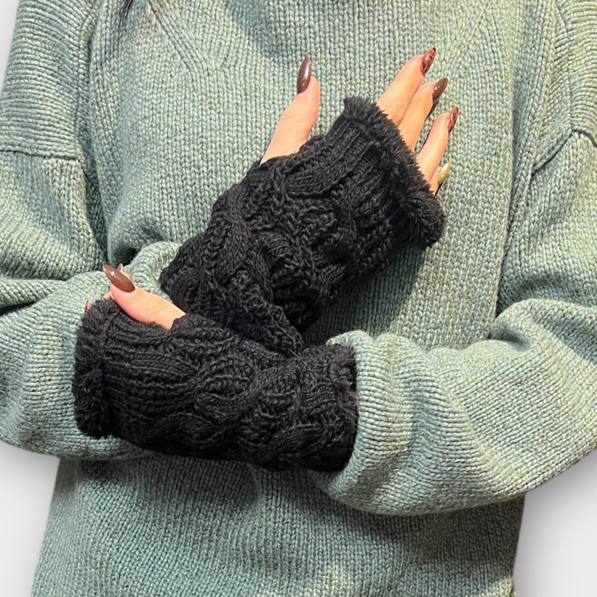 seeberger handschuhe Guanti Senza Dita Donna Foderati In Pelliccia Seeberger