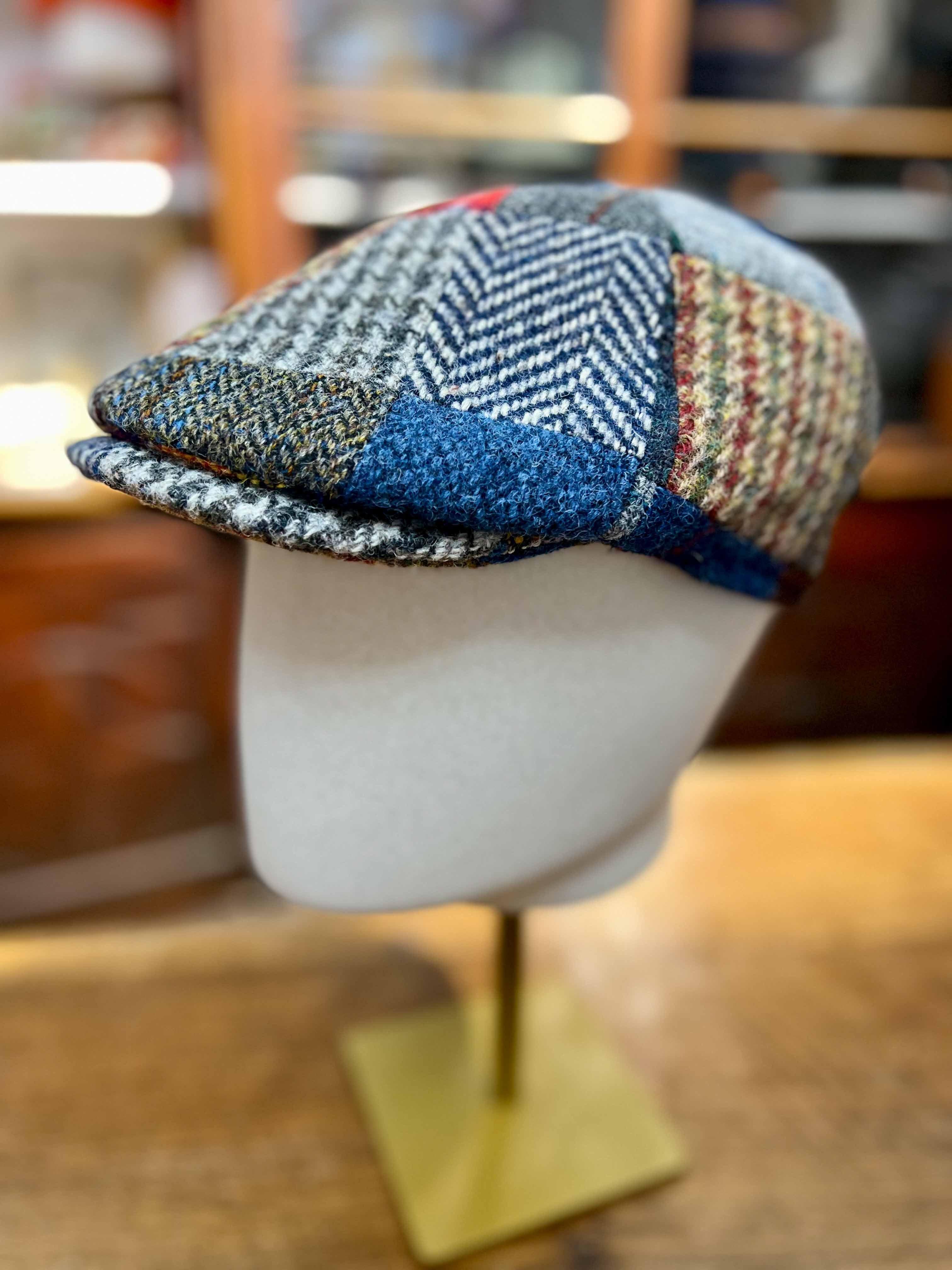 Harris Tweed Revertera Patchwork Wool Flat Cap โ Cappelleria Bacca
