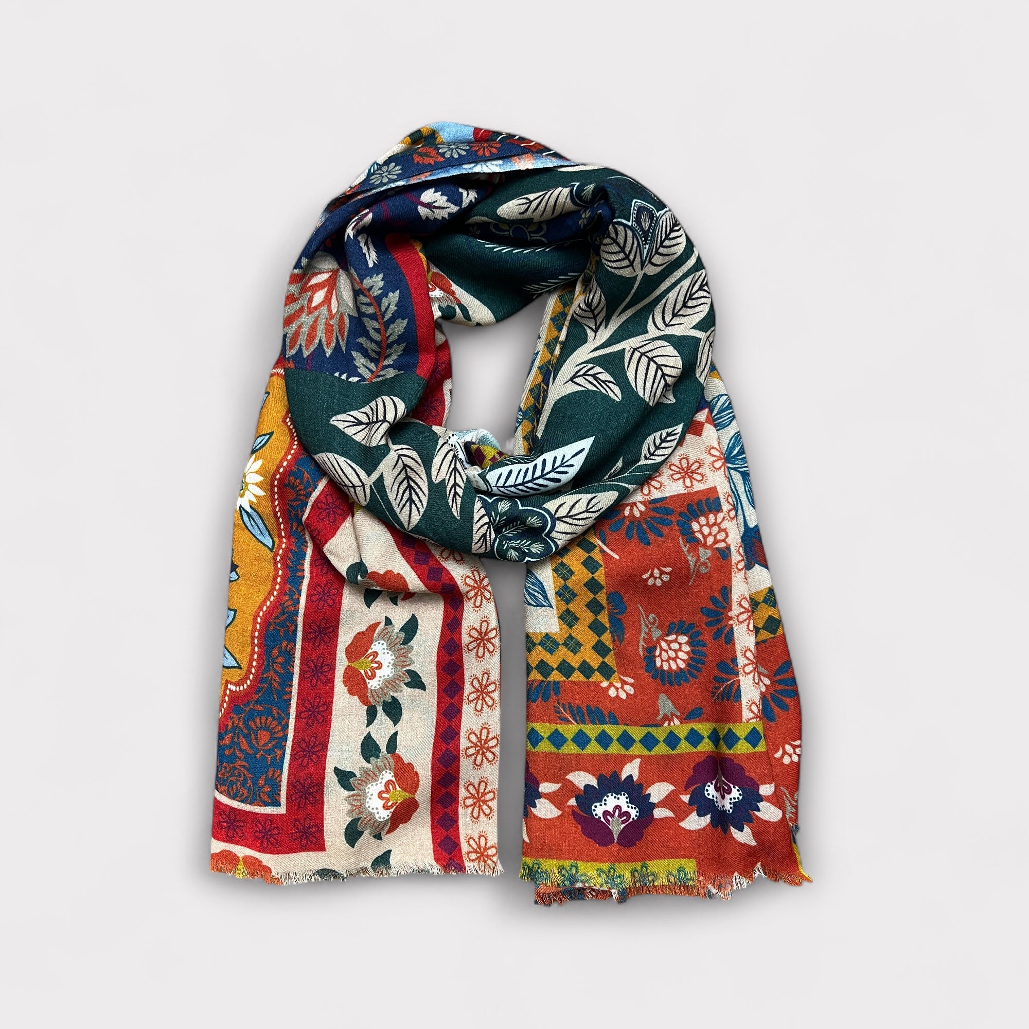 Sciarpa Pura Lana 100x195 cm Motivo Patchwork