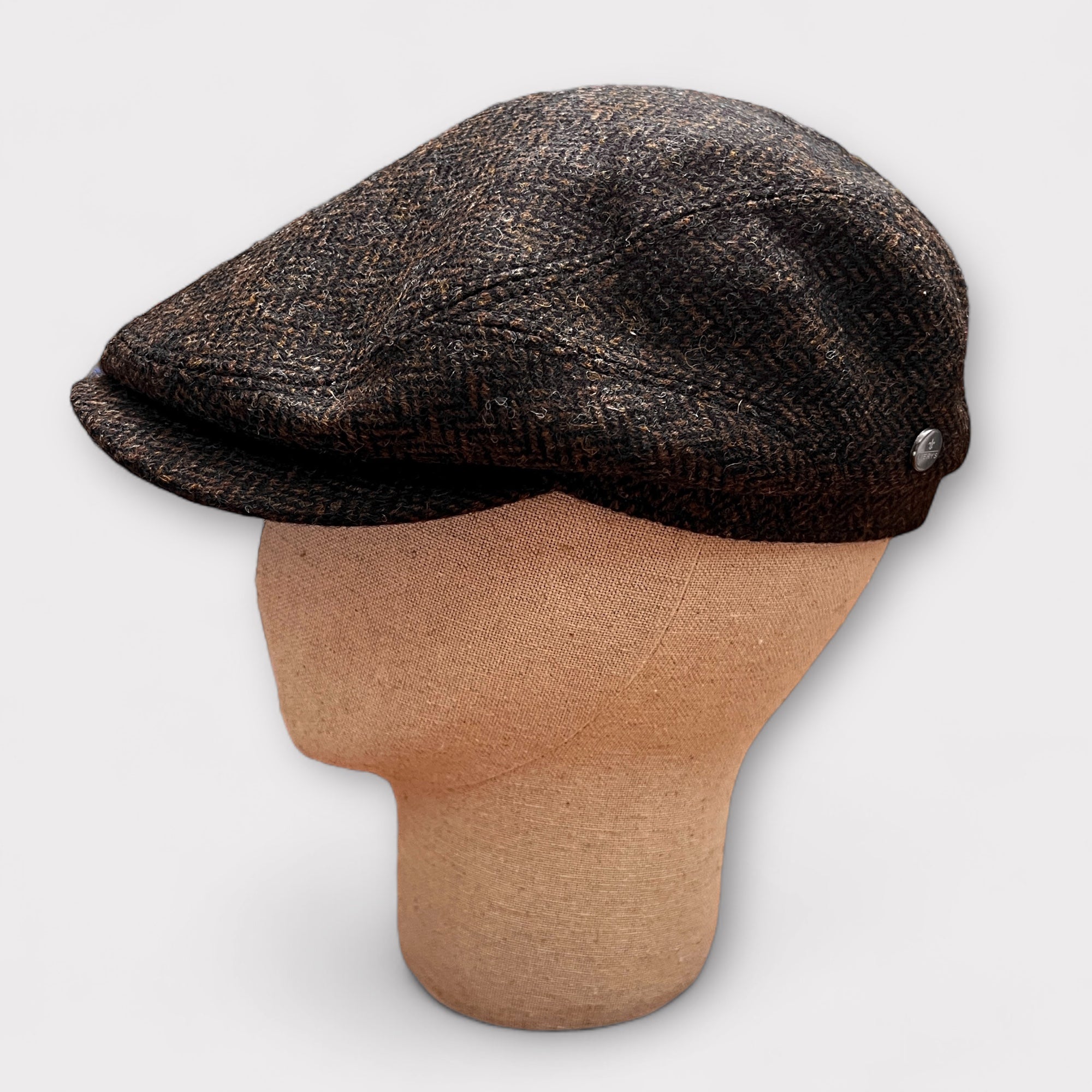 Coppola Driver Cap In Pura Lana Spinato Moro