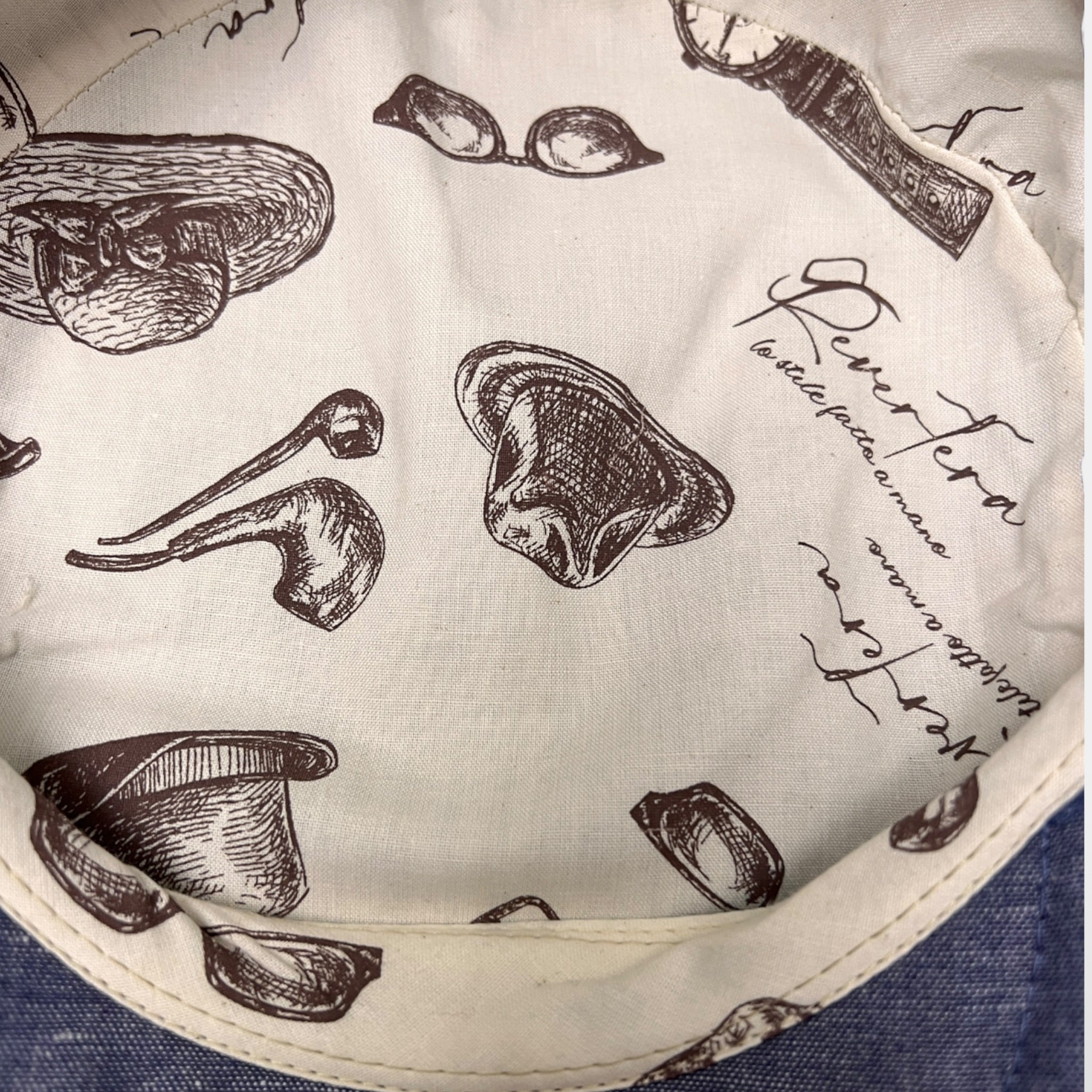 Coppola Uomo Estiva In Puro Lino Scozzese Blu e Marrone Revertera