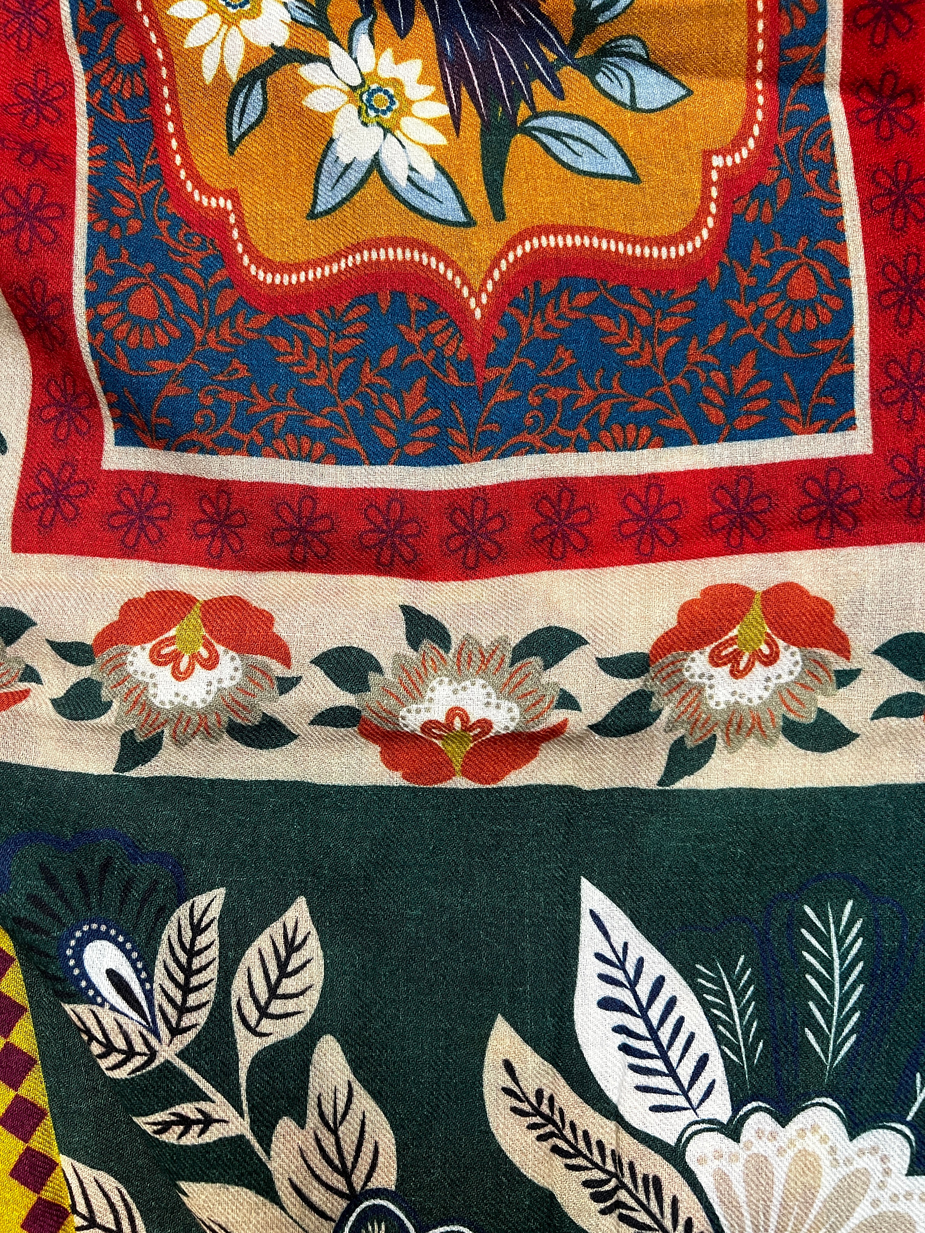 Sciarpa Pura Lana 100x195 cm Motivo Patchwork