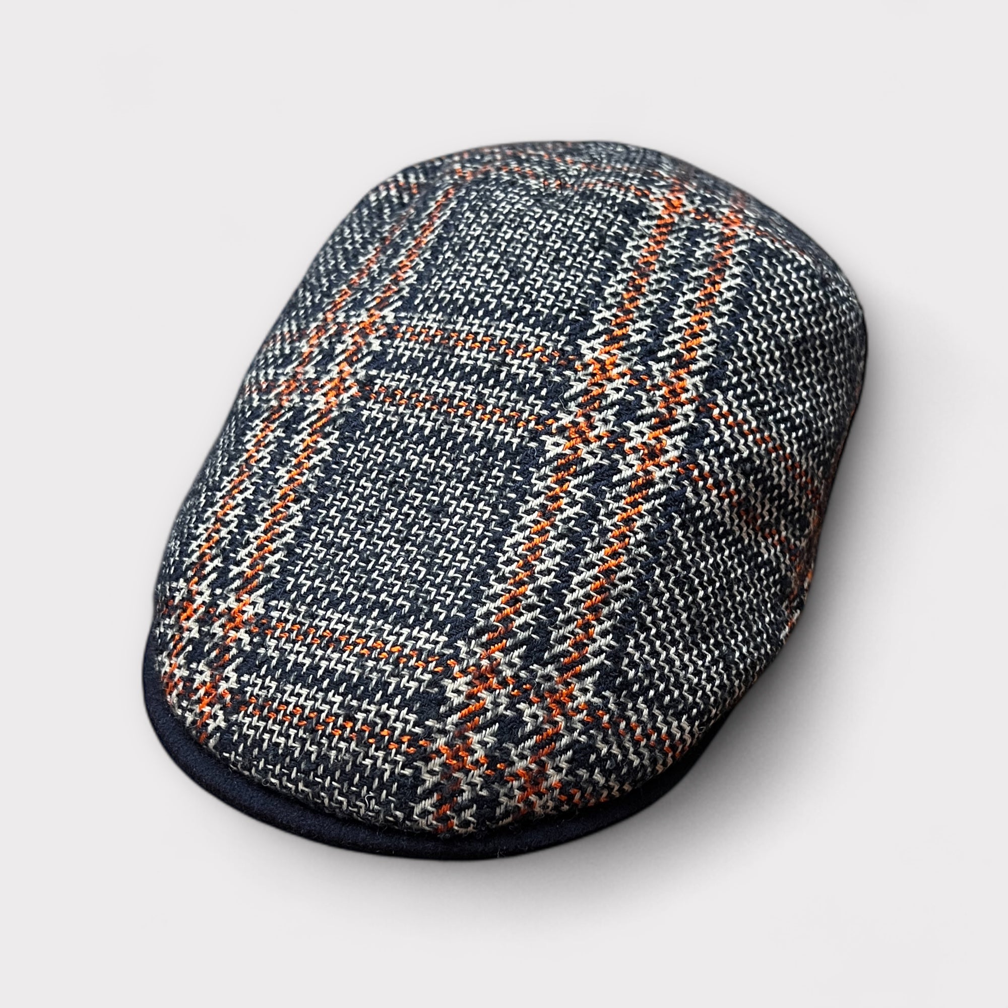 Coppola In Pura Lana Motivo Pied De Poule Blu e Ruggine