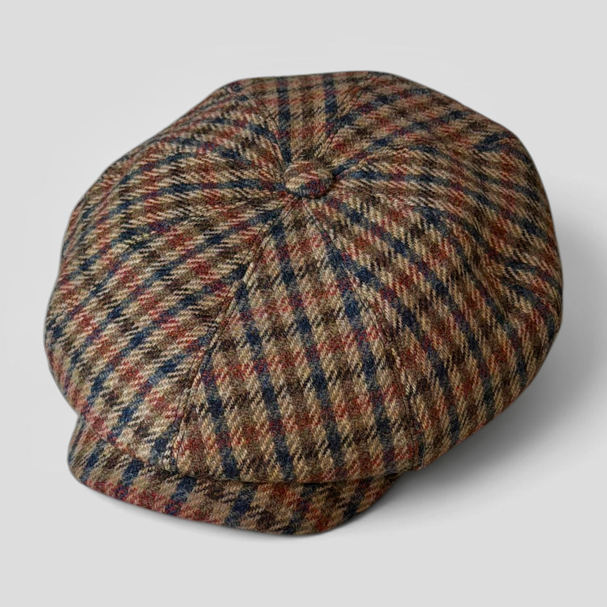 Coppola invernale Irlandese 8 spicchi Fantasia Scozzese Beige Blu e Ruggine - Cappelleria Bacca