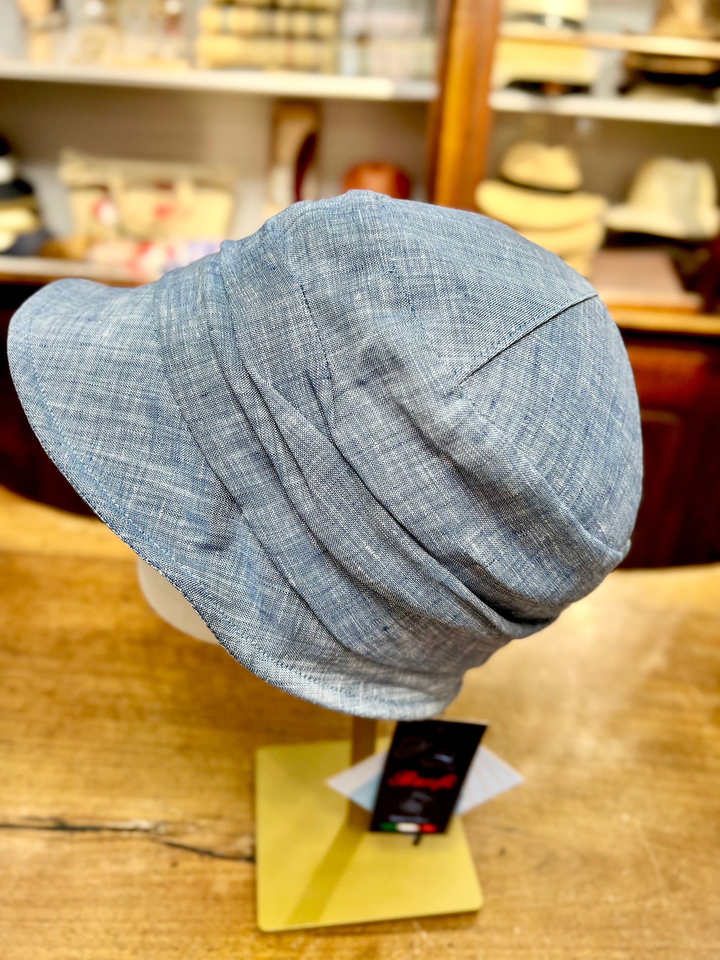 Cappello Cloche Da Donna In Lino Color Jeans