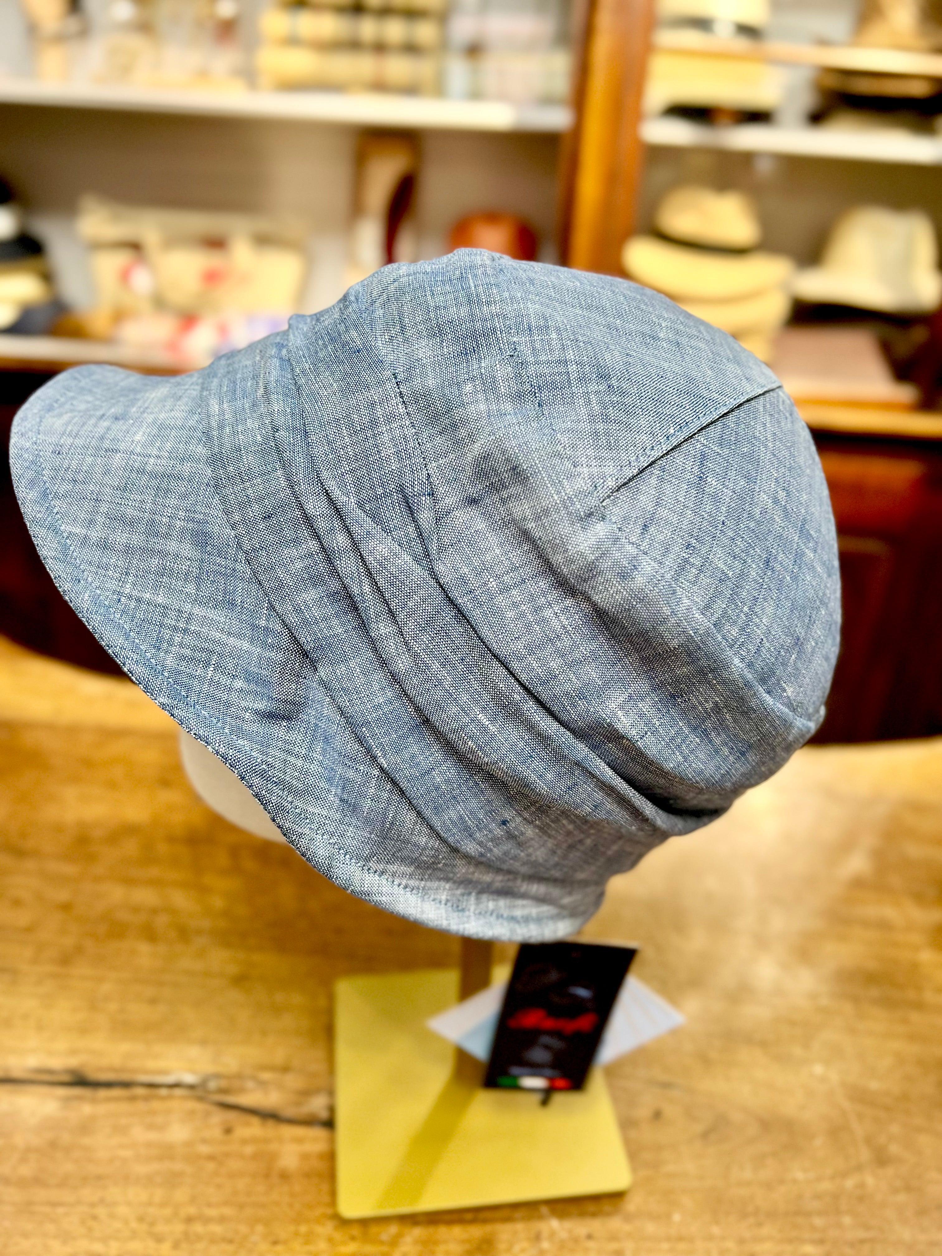 Cappello Cloche Da Donna In Lino Color Jeans