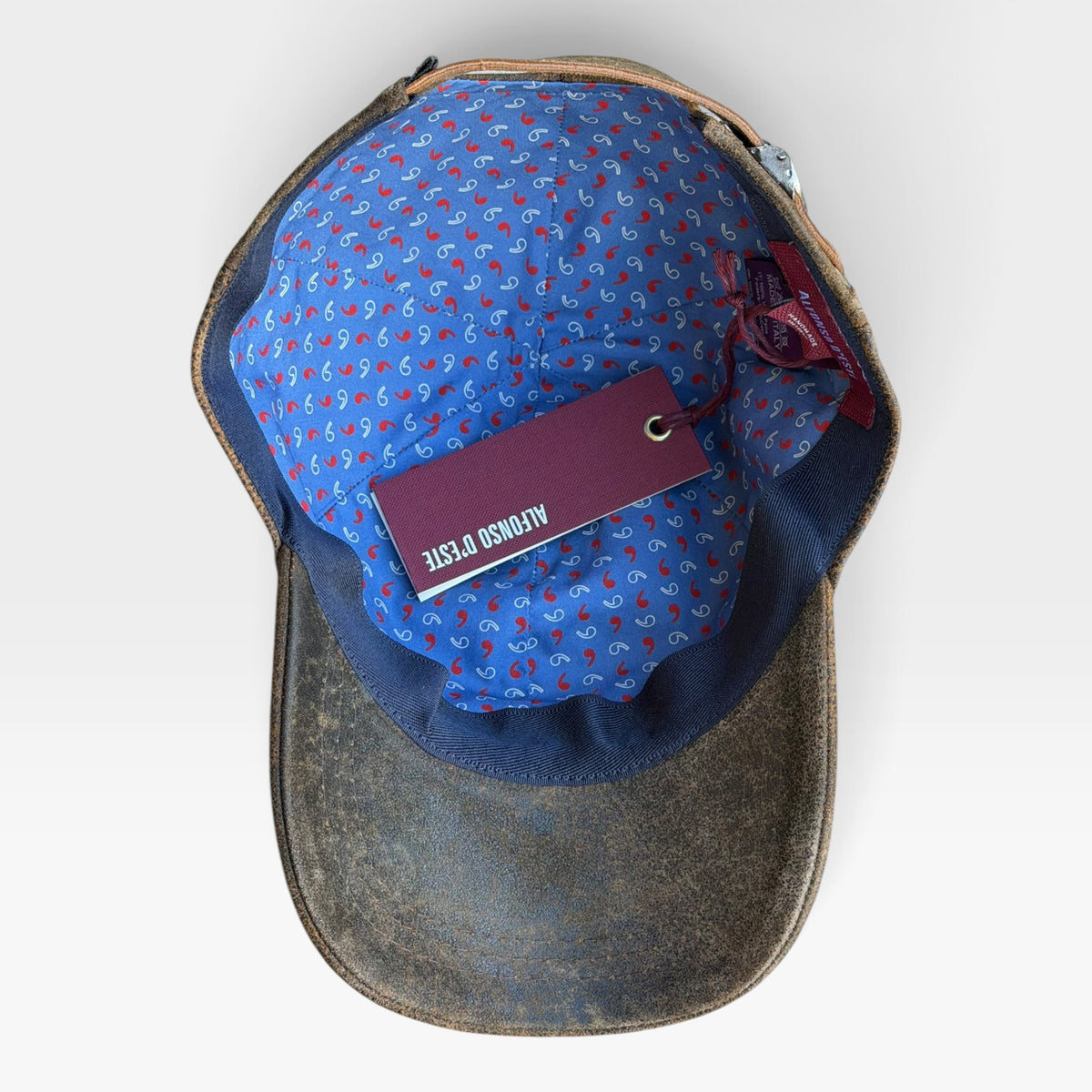 Cappellino Baseball In Pelle Marrone Effetto Invecchiato - Alfonso D'Este