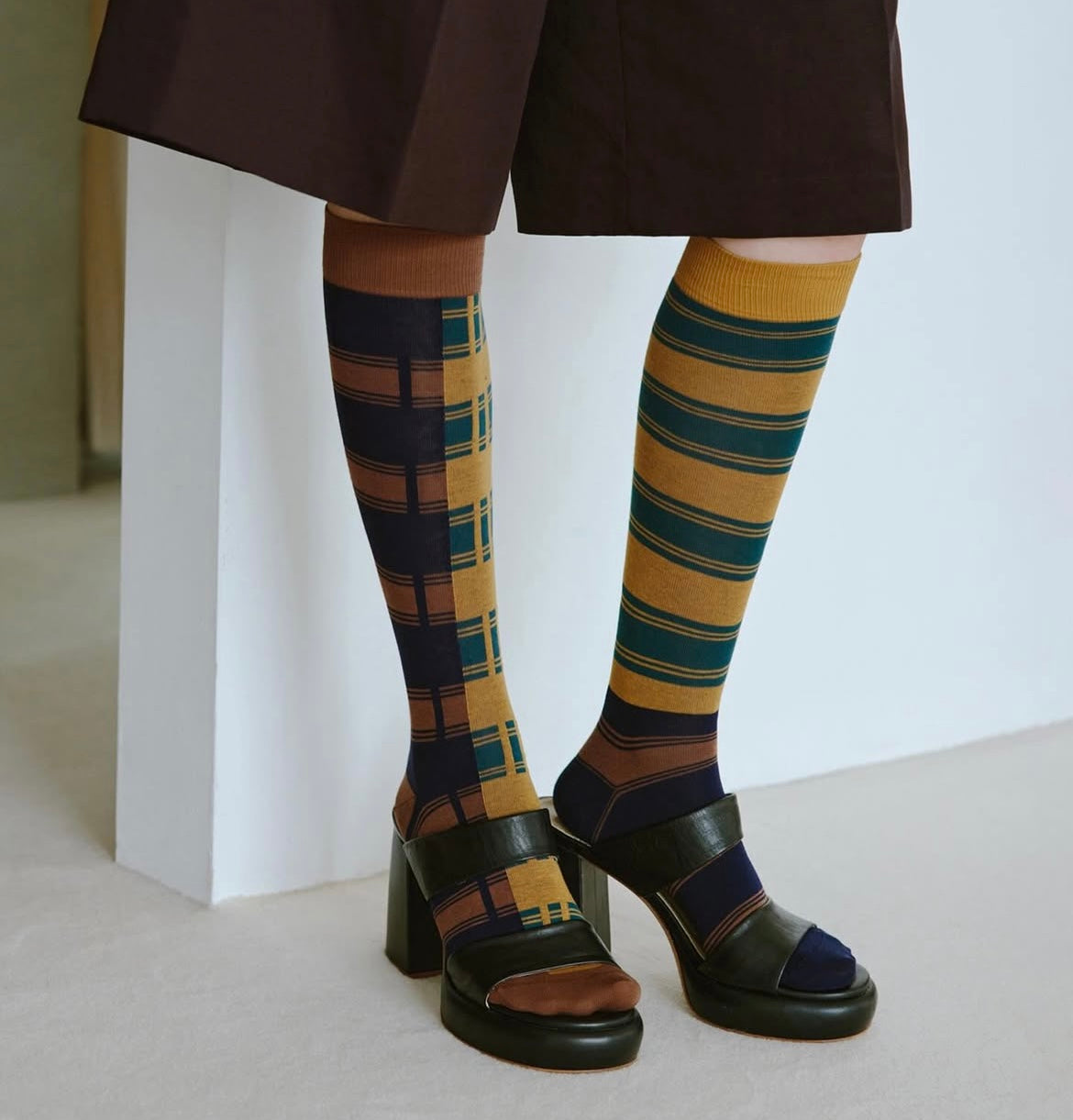 Calzini Spaiati Lunghi In Cotone Patch Patch