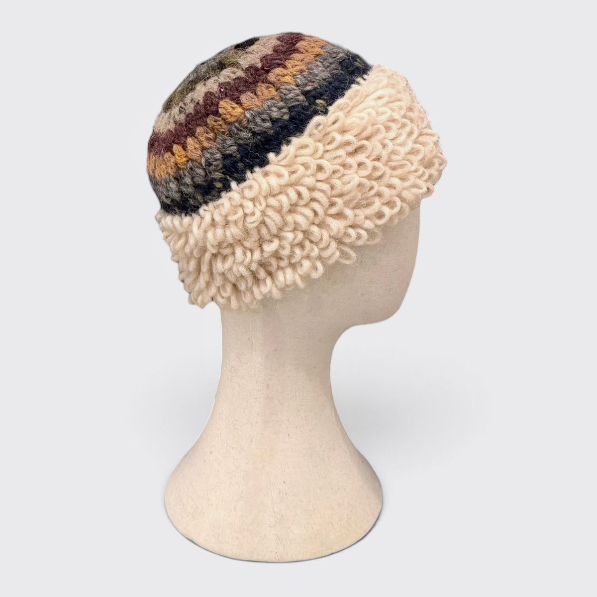 Cappellino Toque Donna Invernale Fatto a Mano In Lana E Alpaca Multicolor - Pieghevole - Grevi