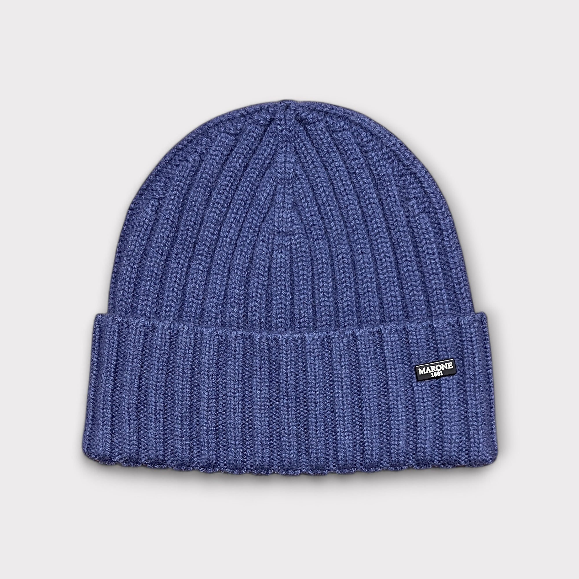 Berretto Unisex Con Risvolto In Puro Cashmere A Coste