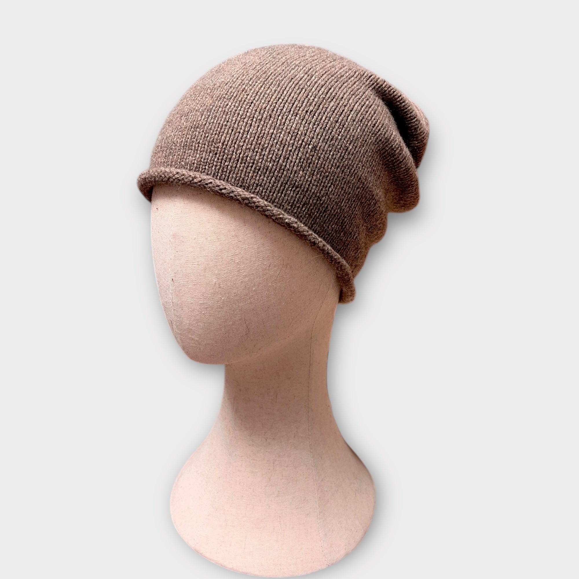 Berretto Beanie Lungo In Puro Cashmere Senza Risvolto