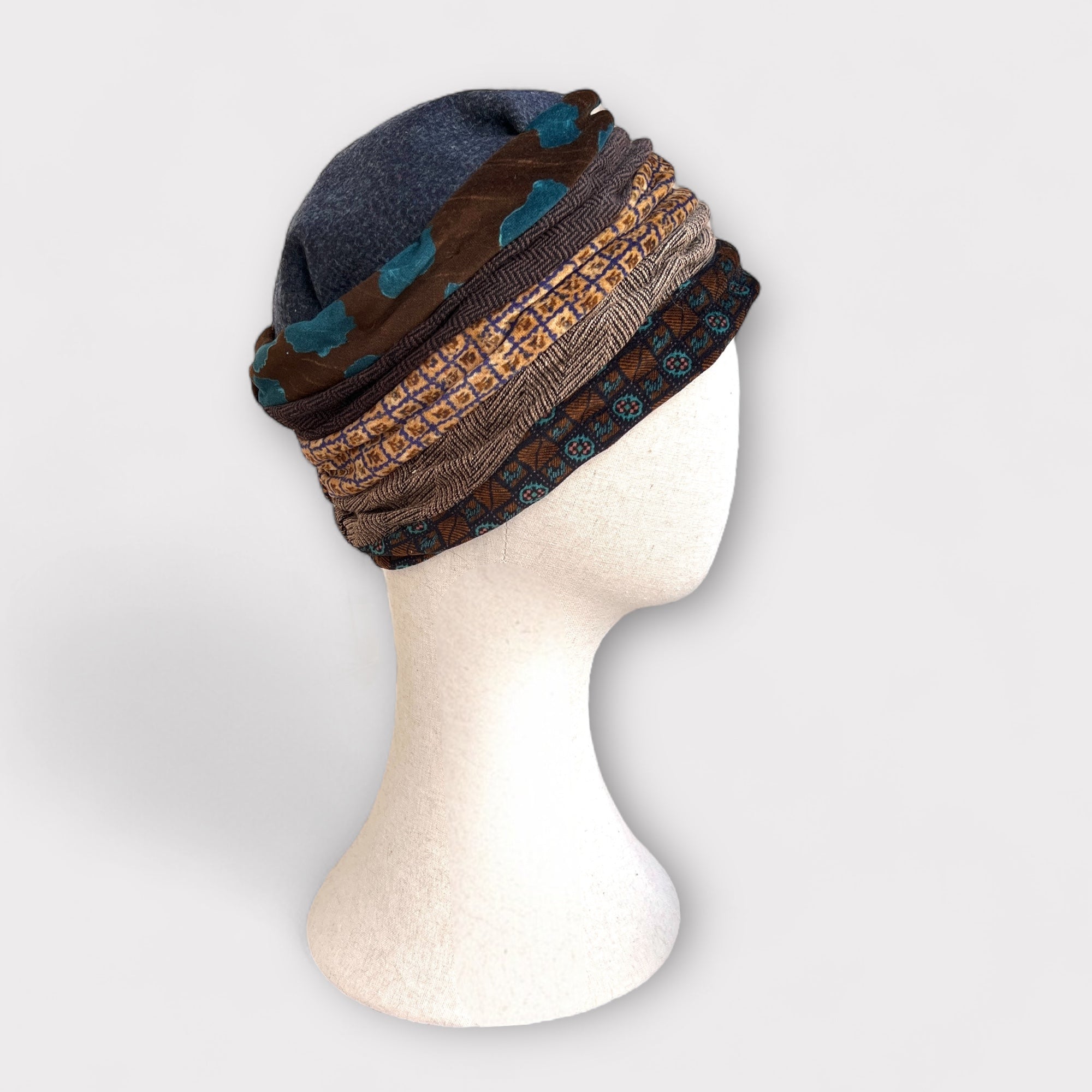 Cappello Toque Donna Invernale In Velluto E lana Patchwork Grevi