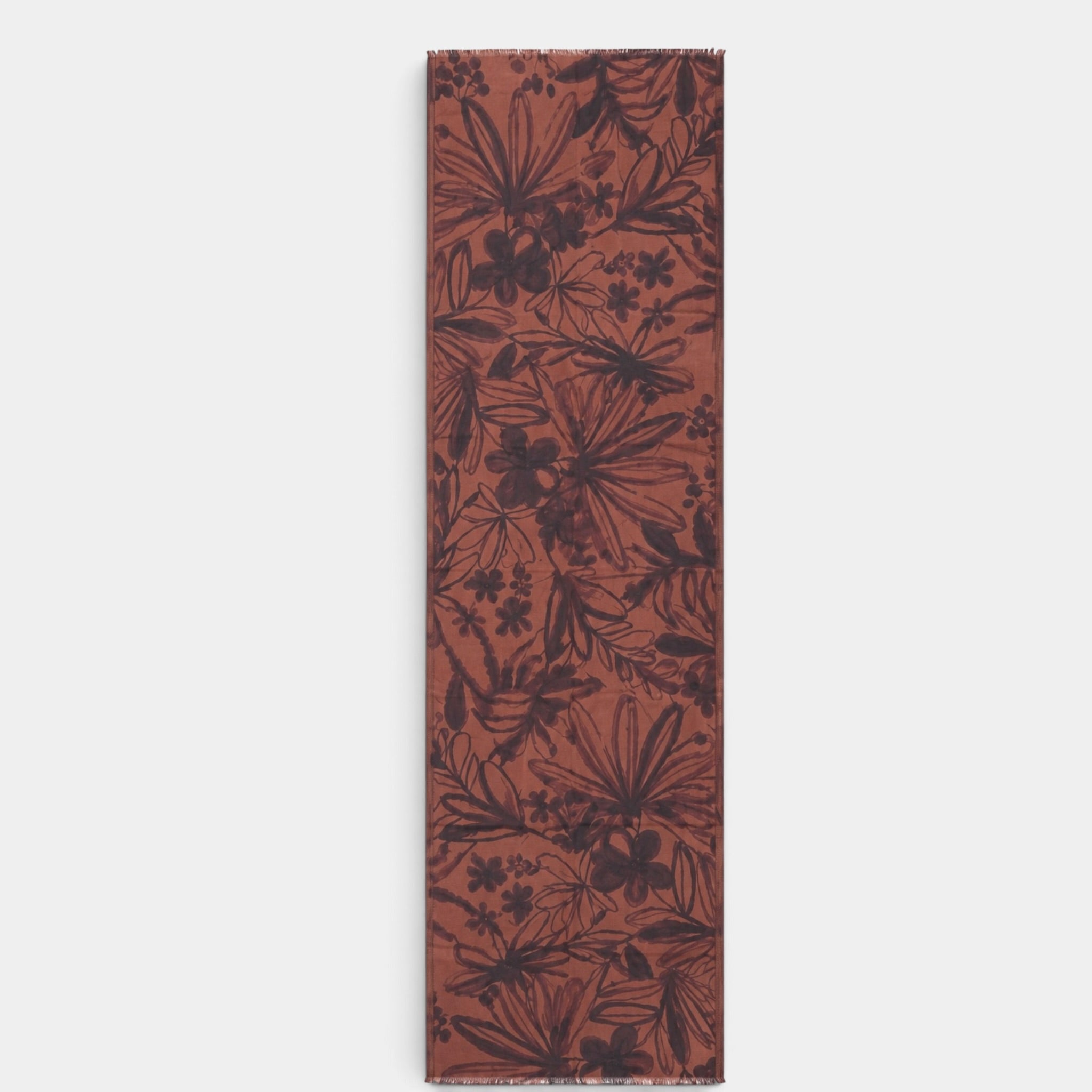 Sciarpa Morbida Invernale In Tessuto Di Pura Lana Motivo Fiori 55x190 cm