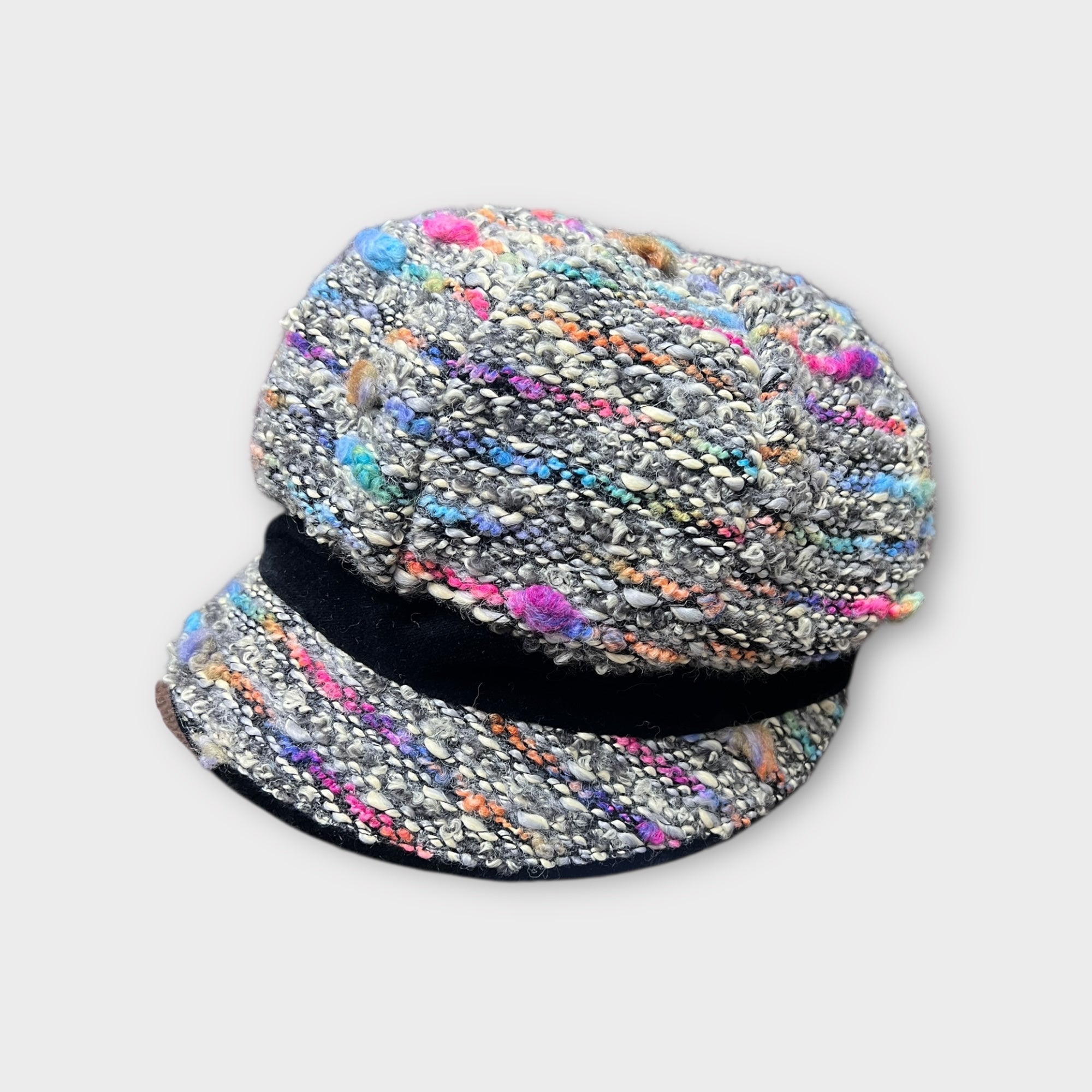 Berretto Donna In Lana Con Visiera In Tessuto Bouclé multicolor