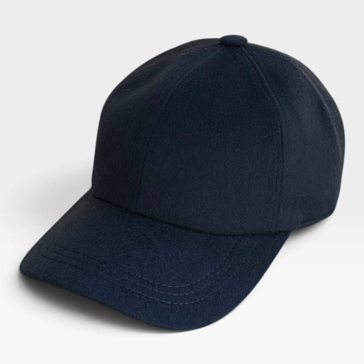 Cappello baseball cashmere blu navy vista angolata
