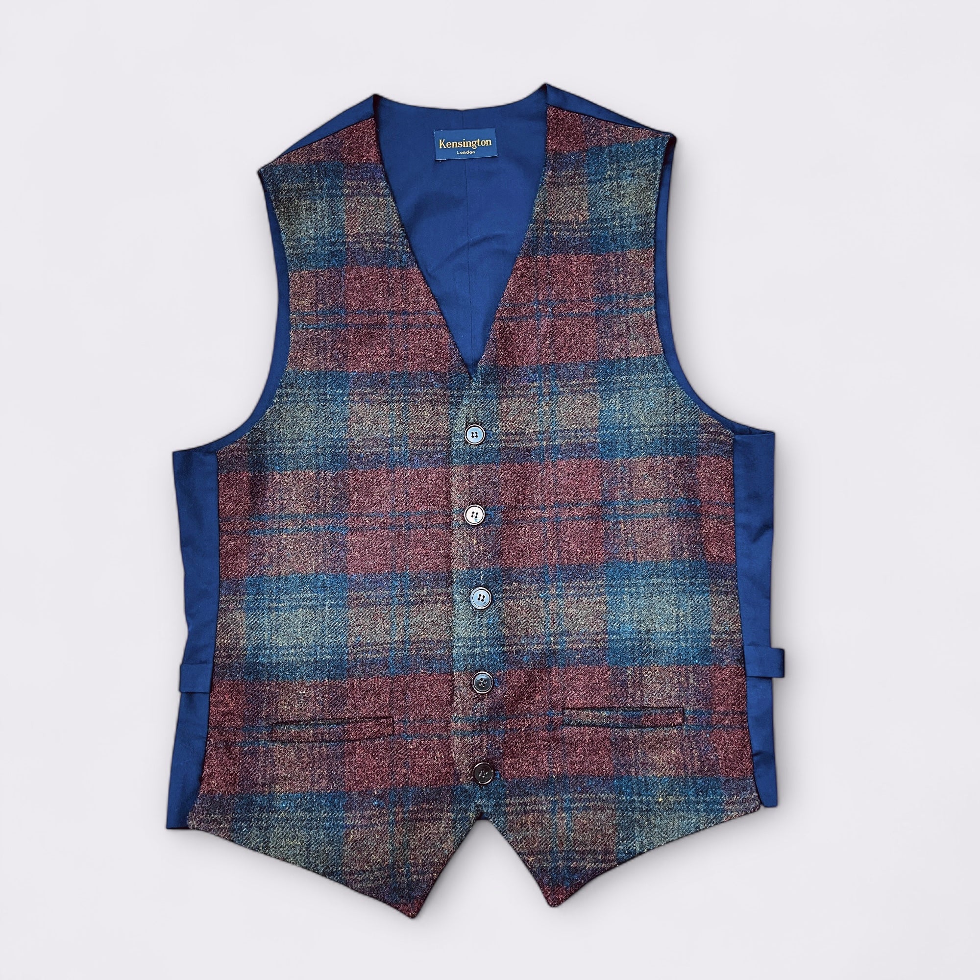 Gilet Uomo In Lana Tweed Inglese Blu e Bordeaux