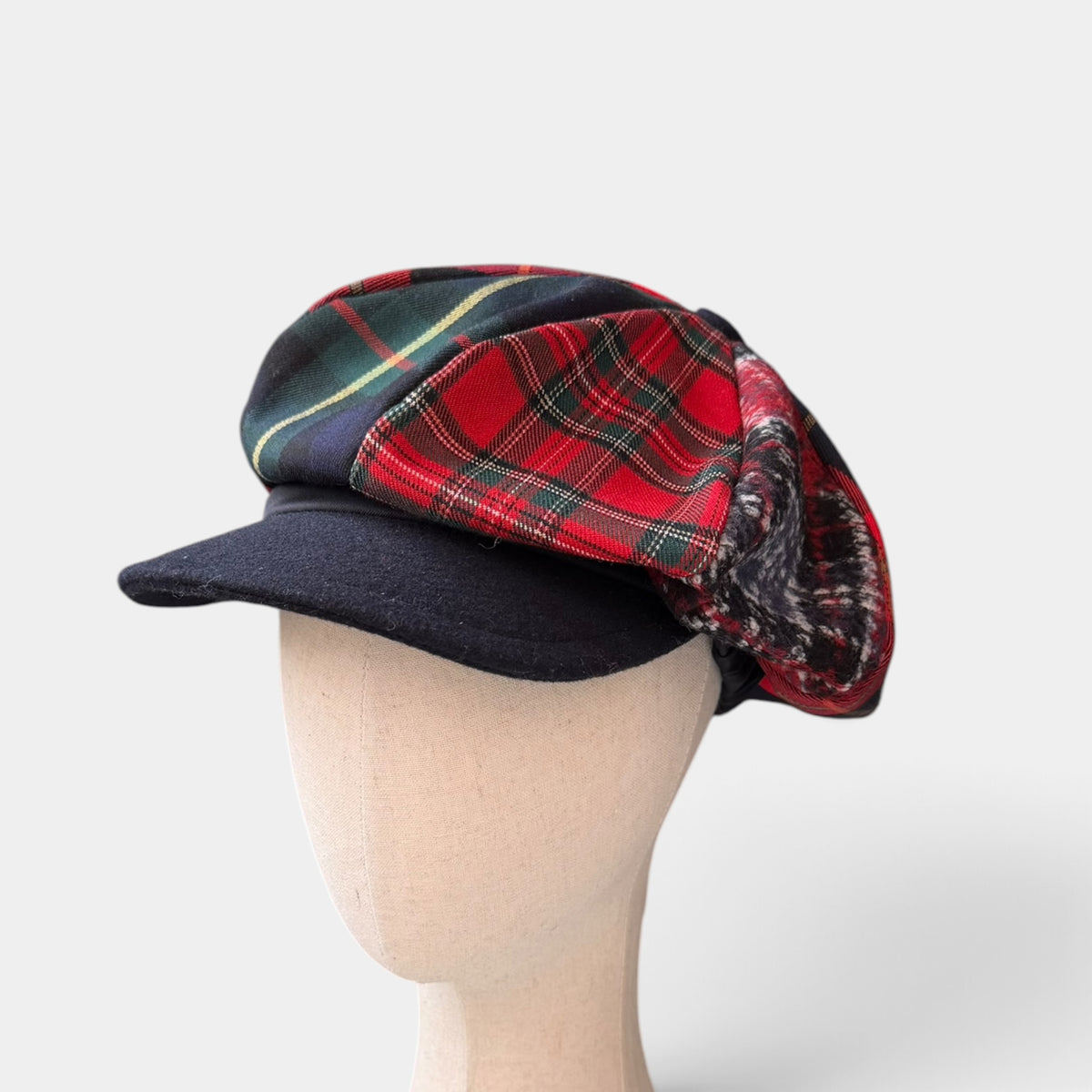 Berrettone Unisex Invernale Monello Patchwork  8 spicchi - Scozzese