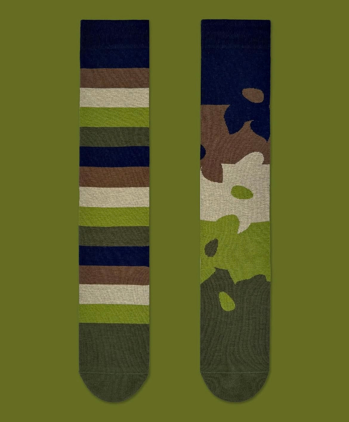 Calzini Spaiati Lunghi In Cotone Matcha Border