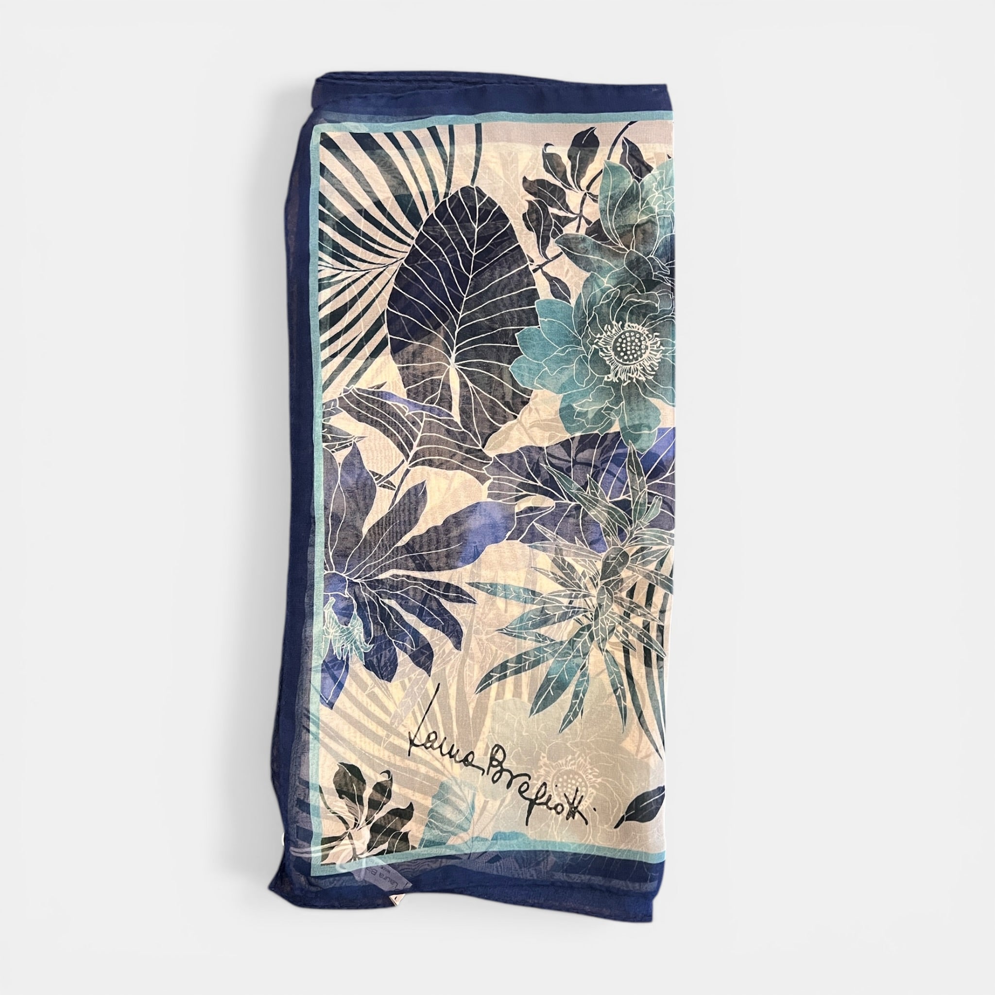 Sciarpa in Pura Seta Georgette Flora 45x160 cm