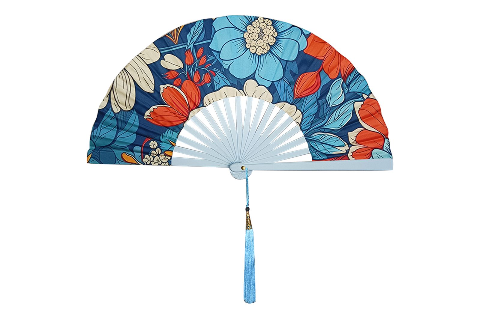 Ventaglio In Seta Fantasia e legno Con Fodero Diam. 42 cm