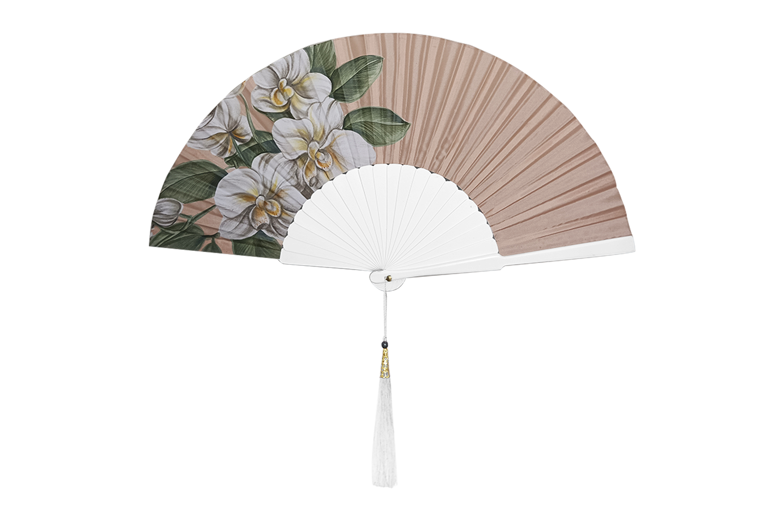 Ventaglio In Seta Dipinta a Mano E legno - con Fodero Diam. 42 cm - Cappelleria Bacca