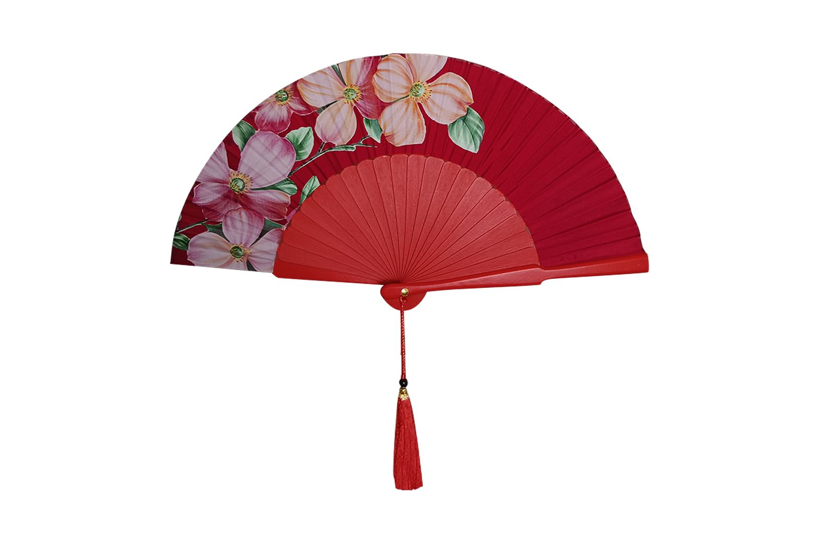 Ventaglio Da Borsetta Con Custodia In Seta E Legno Fantasia Diam. 34 cm