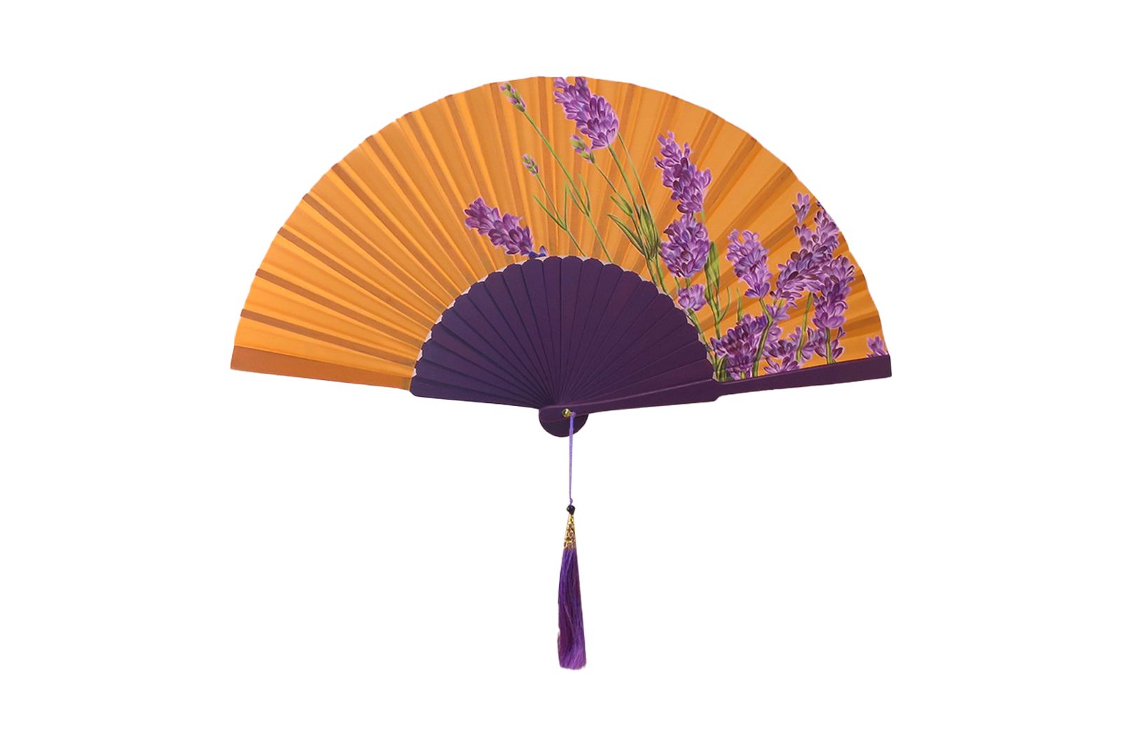 Ventaglio In Seta Dipinta a Mano E legno - con Fodero Diam. 42 cm - Cappelleria Bacca