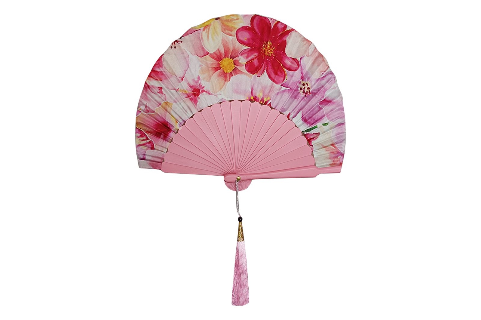 Ventaglio Ovale In Pura Seta Fantasia e Legno Diam. 26 cm