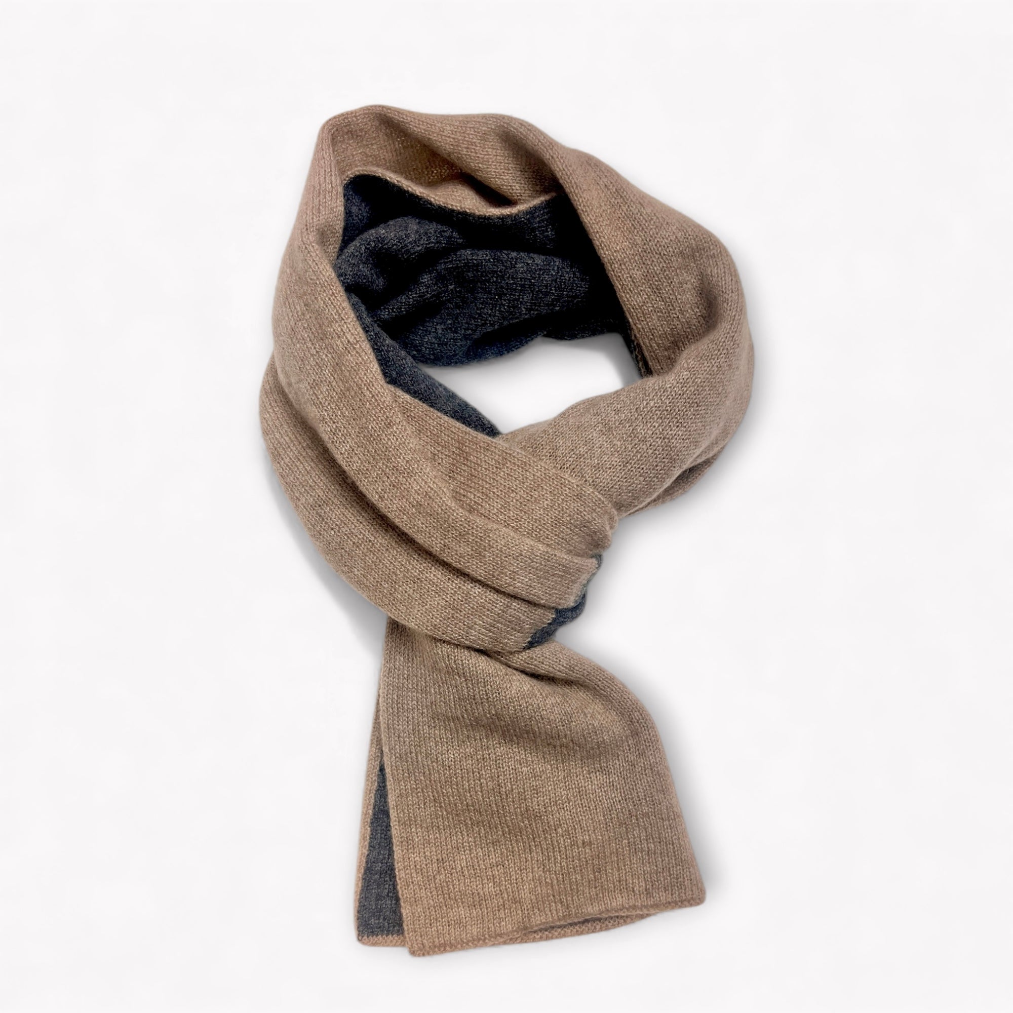 Sciarpa Piccola 85x 30 Con Asola In Puro Cashmere Bicolor