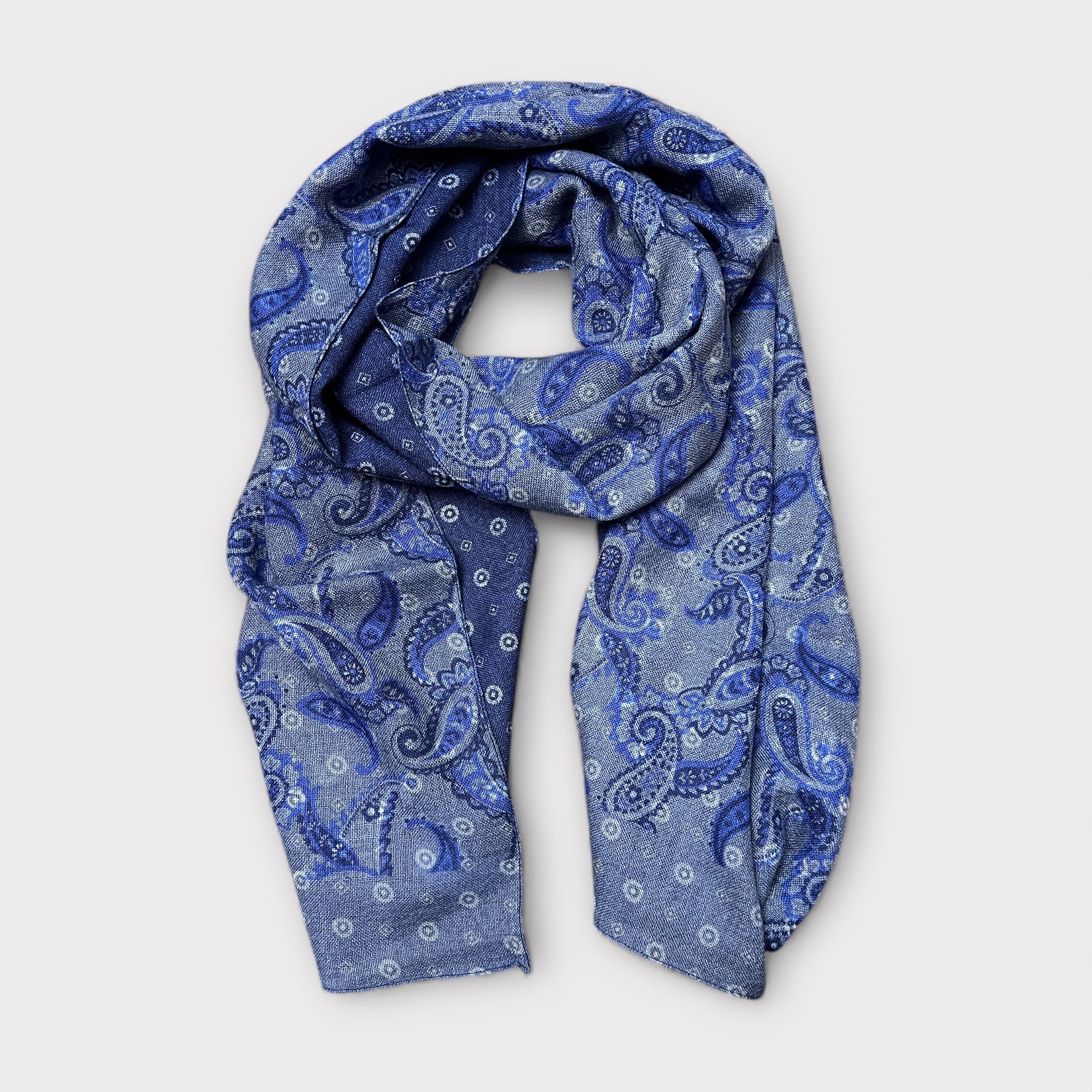 Sciarpa Uomo In Tessuto Di Lana Fantasia Reversibile Foglie E Pois 45 cm x 180 cm