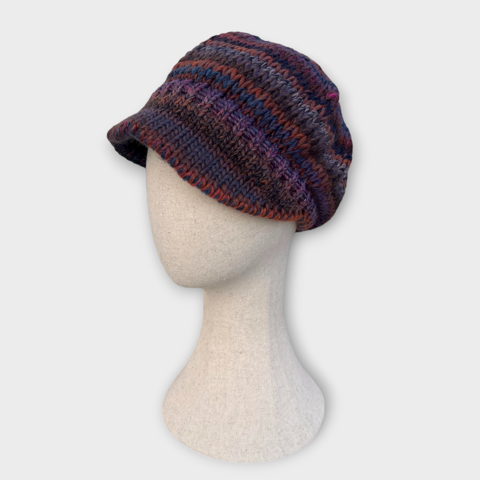 Berretto Donna Con Visiera In Maglia Di Lana Fantasia