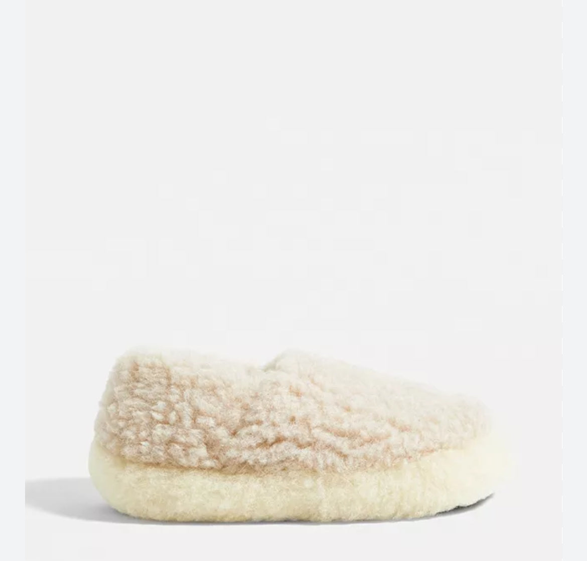 Pantofola Slip on Unisex In Pura Lana Effetto Pelliccia Teddy