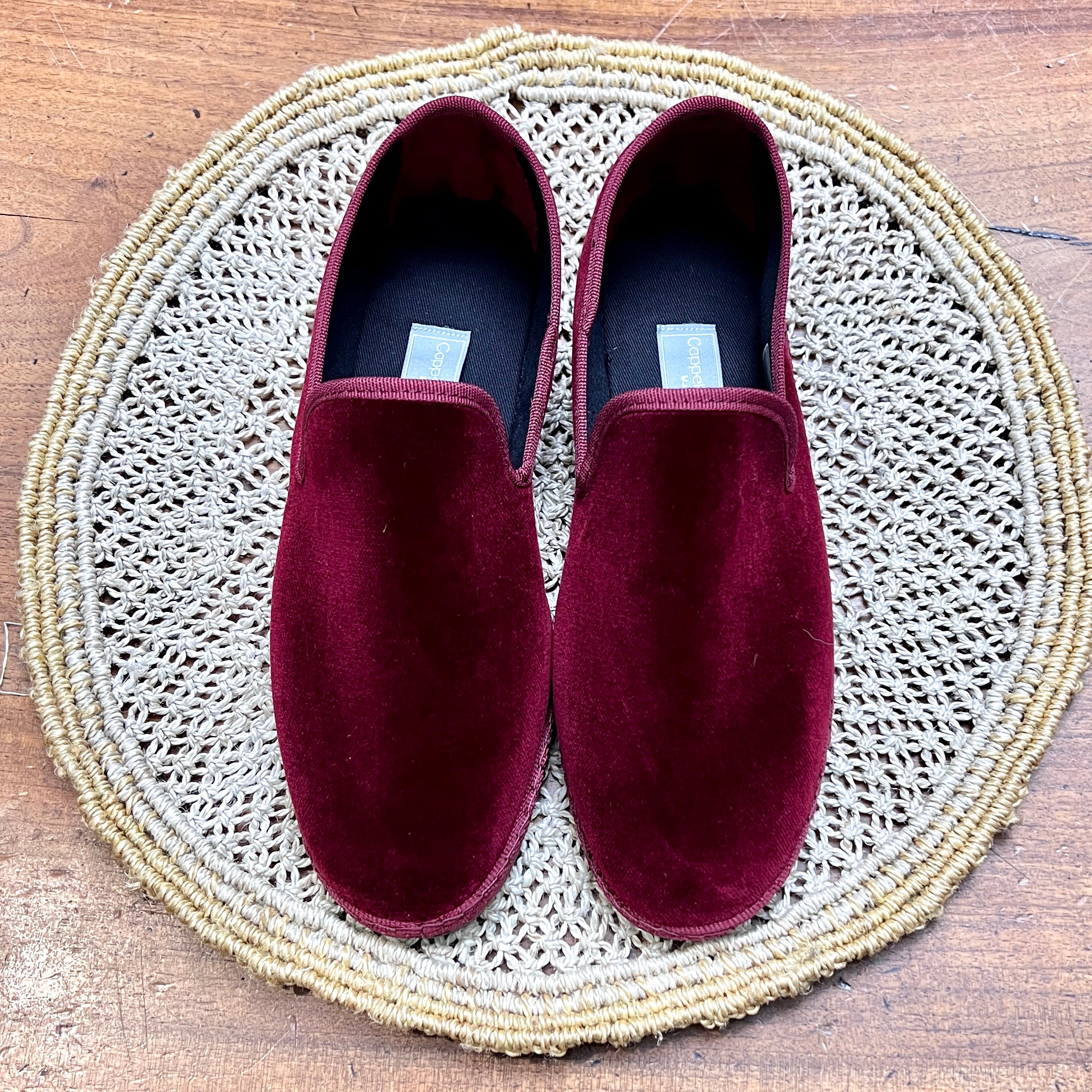 Friulane Originali Uomo In Velluto Bordeaux - Fatte A Mano