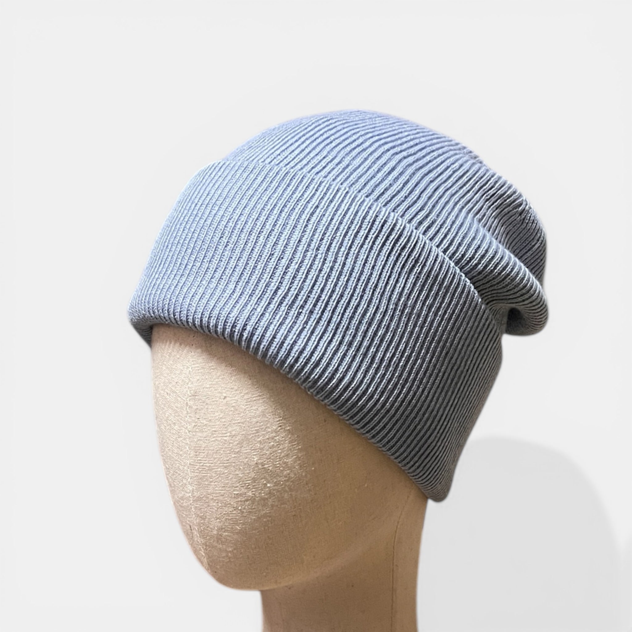 Berretto in Puro Cotone A Costina Fine Con Risvolto Leggero e Traspirante