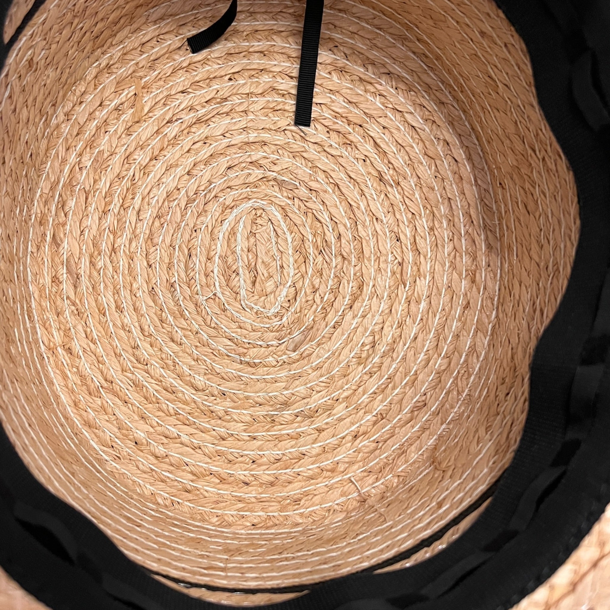 Cappello Canotier Da Donna in Raffia Intrecciata Bicolor Ala Larga - Cappelleria Bacca