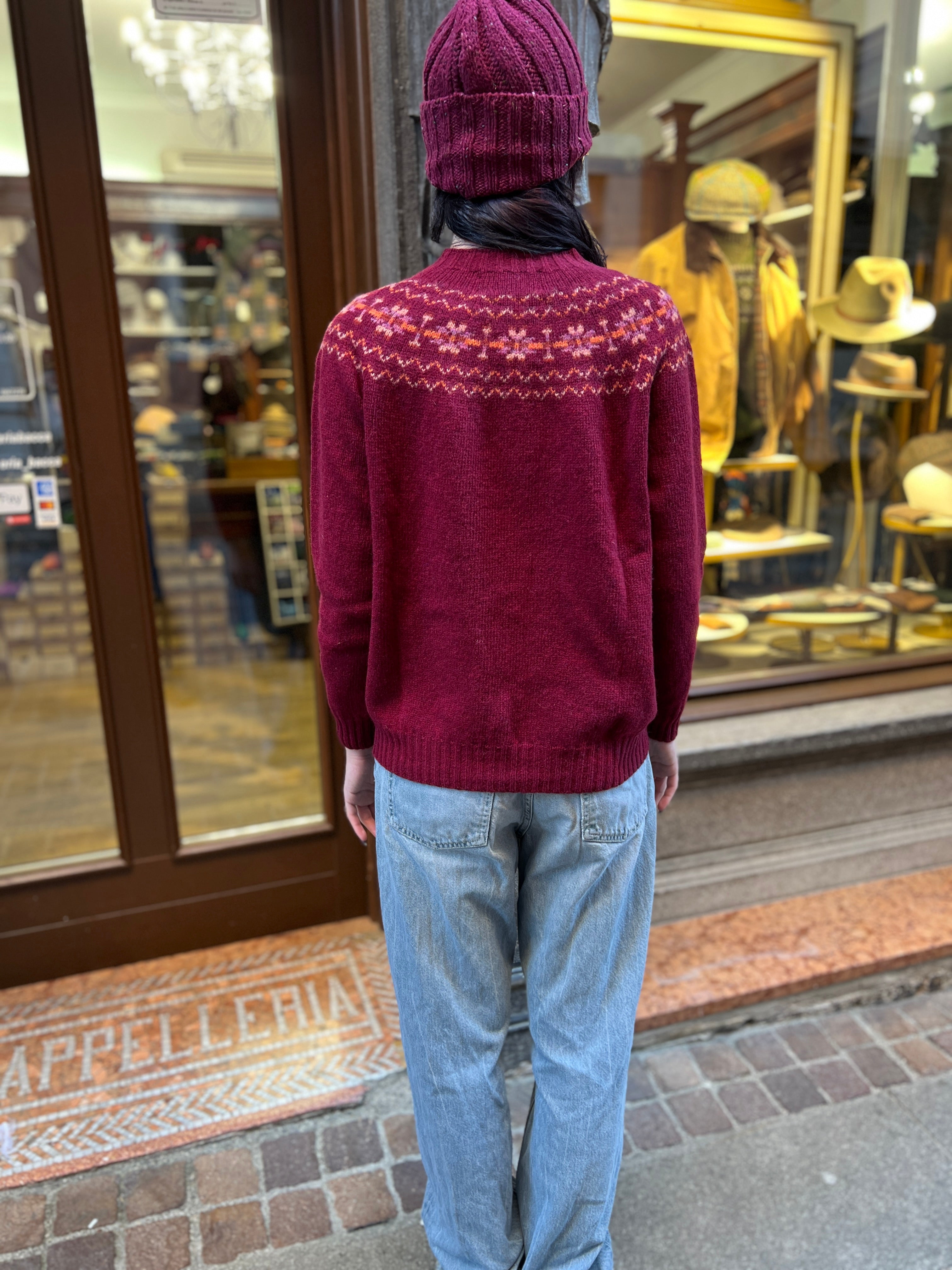 Maglione Donna In Maglia Di Lana Scozzese Fairisle Jumper