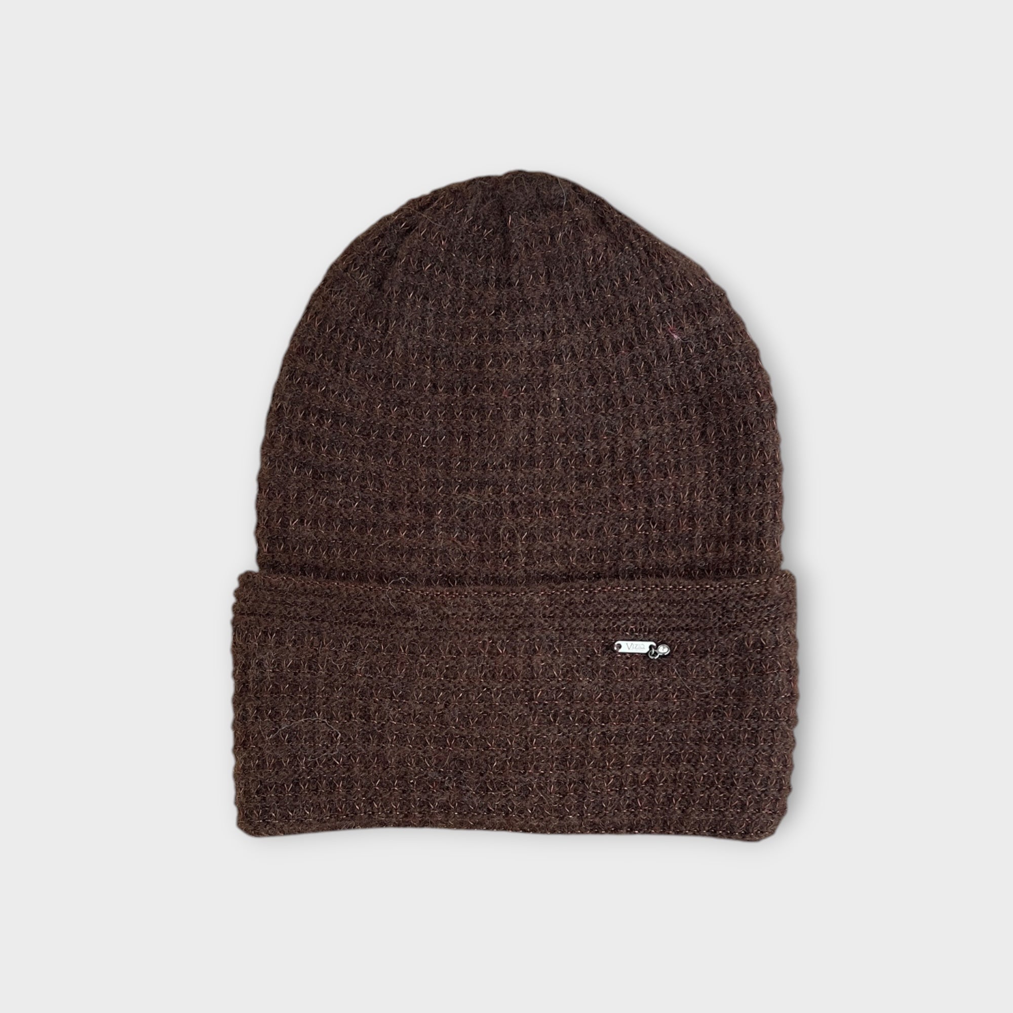 Berretto Beanie Con Risvolto In Maglia Di Lana e Alpaca