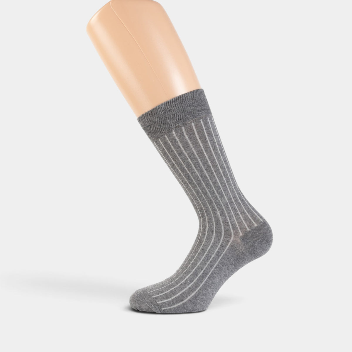 Calzino lungo grigio gessato in cotone e cashmere