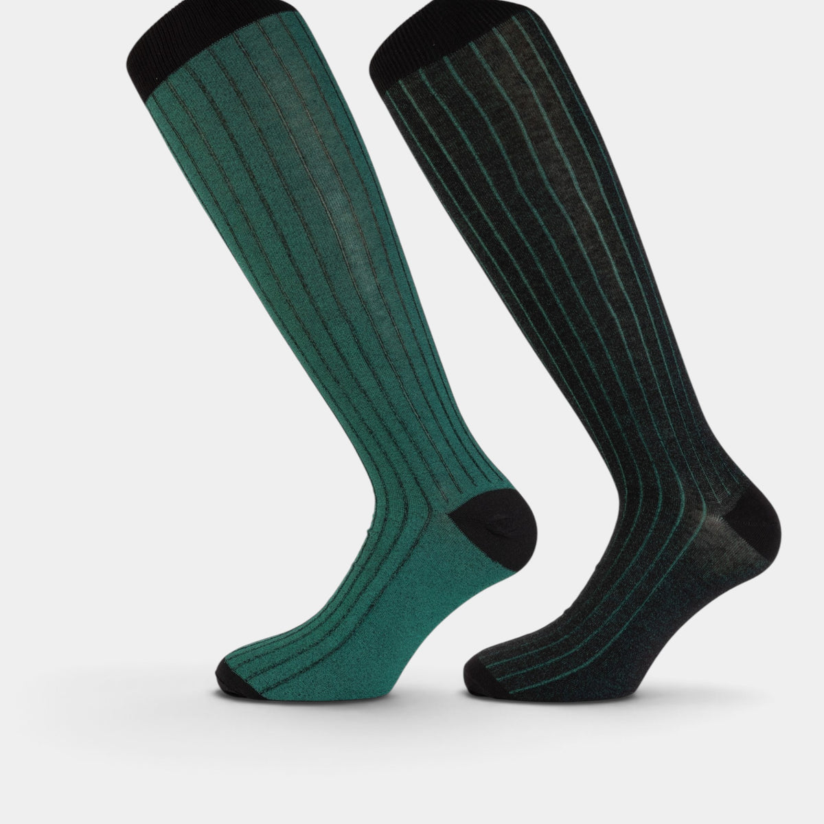 Calzini lunghi double face in cotone verde e nero