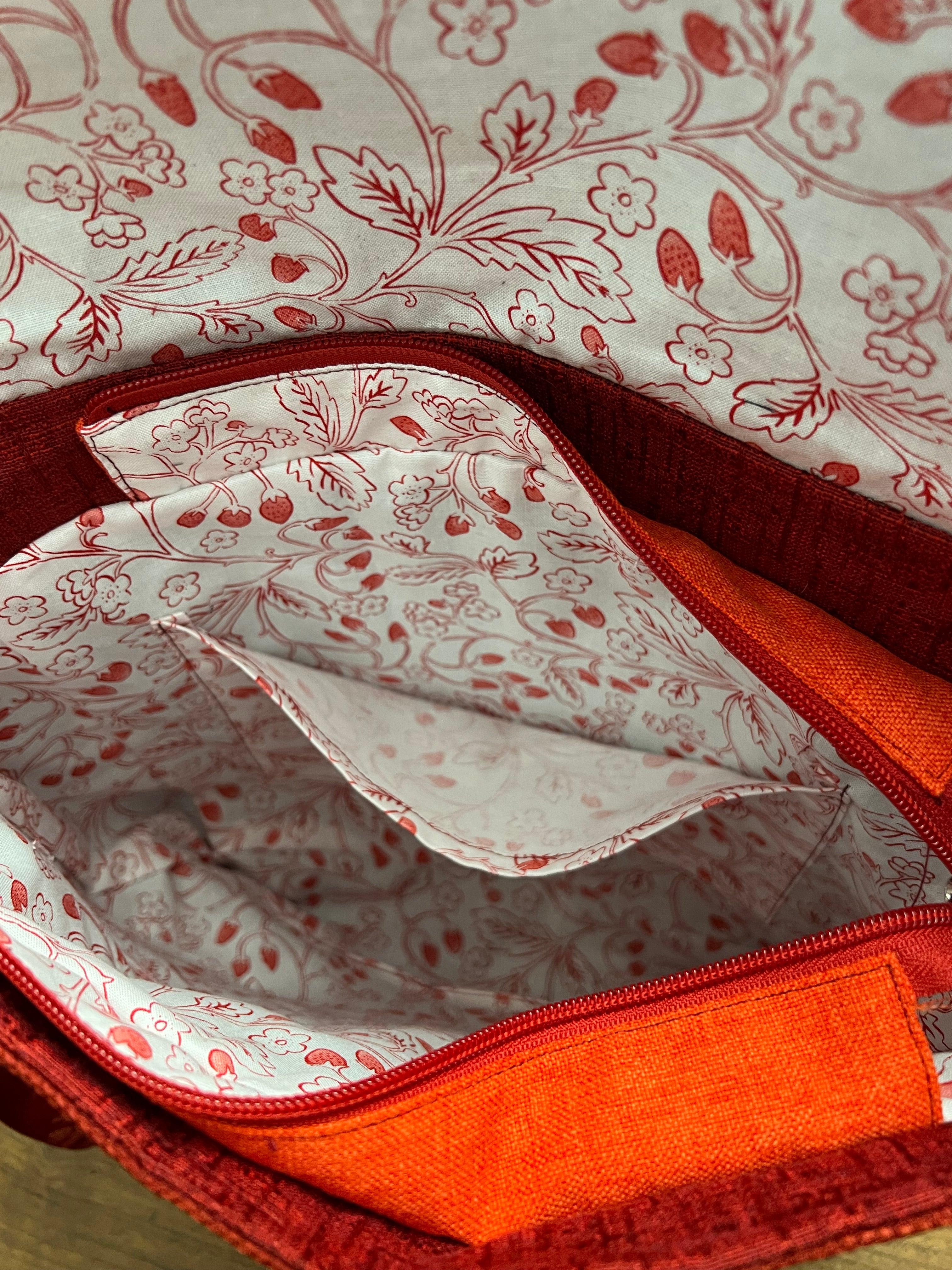 The Collection Royal Patchwork Borsa A Tracolla In Cotone - Stile Bohémien - Nero/Viola - Fatto A Mano In Nepal