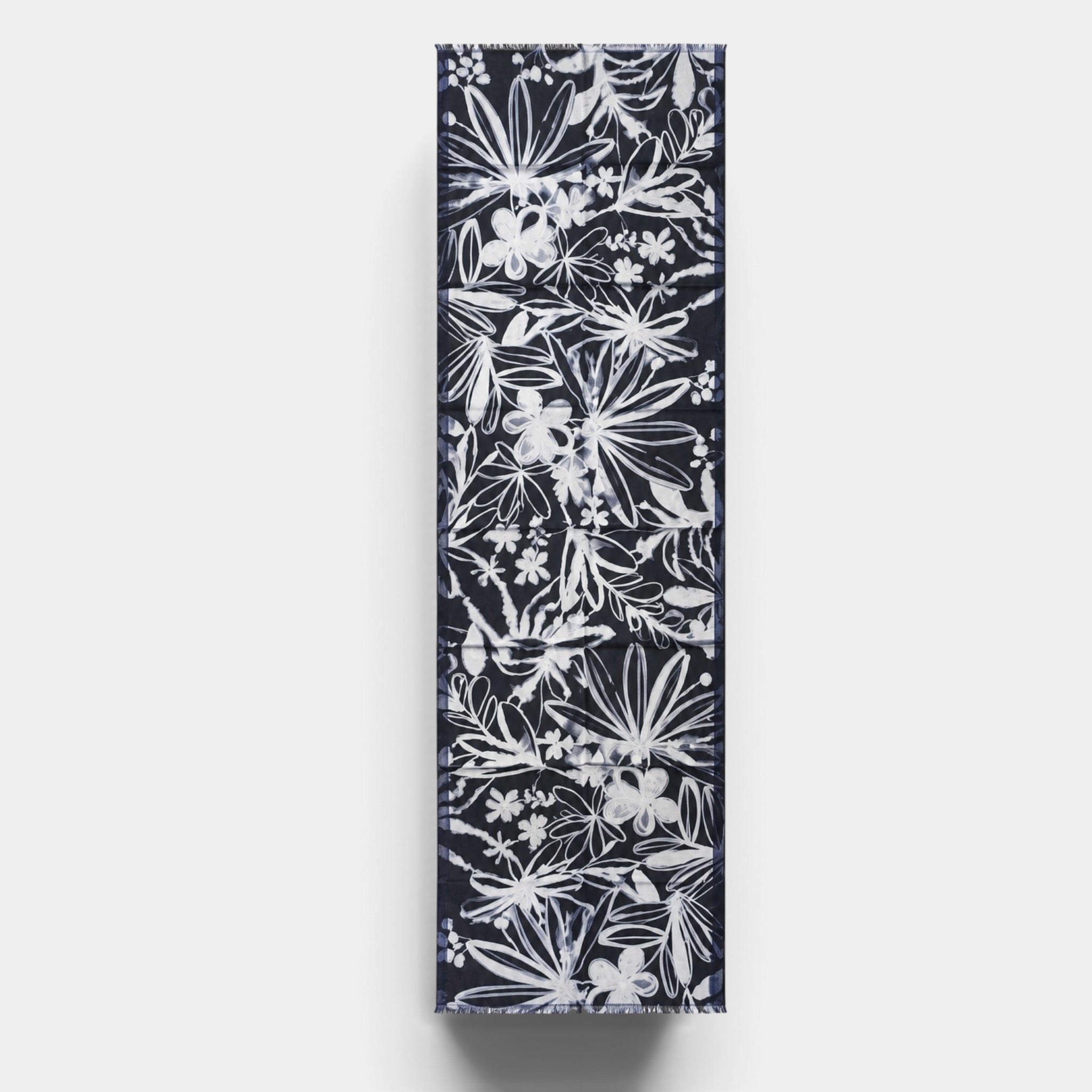 Sciarpa Morbida Invernale In Tessuto Di Pura Lana Motivo Fiori 55x190 cm
