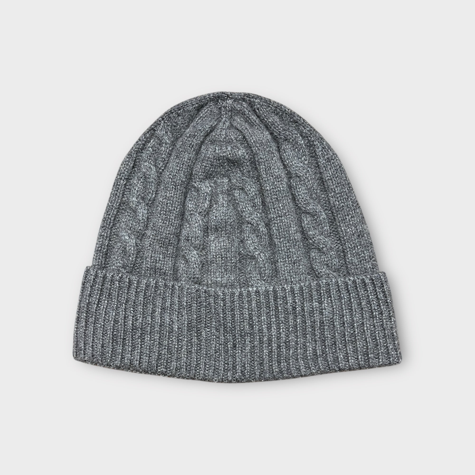 Berretto Unisex Con Risvolto In Puro Cashmere Treccia