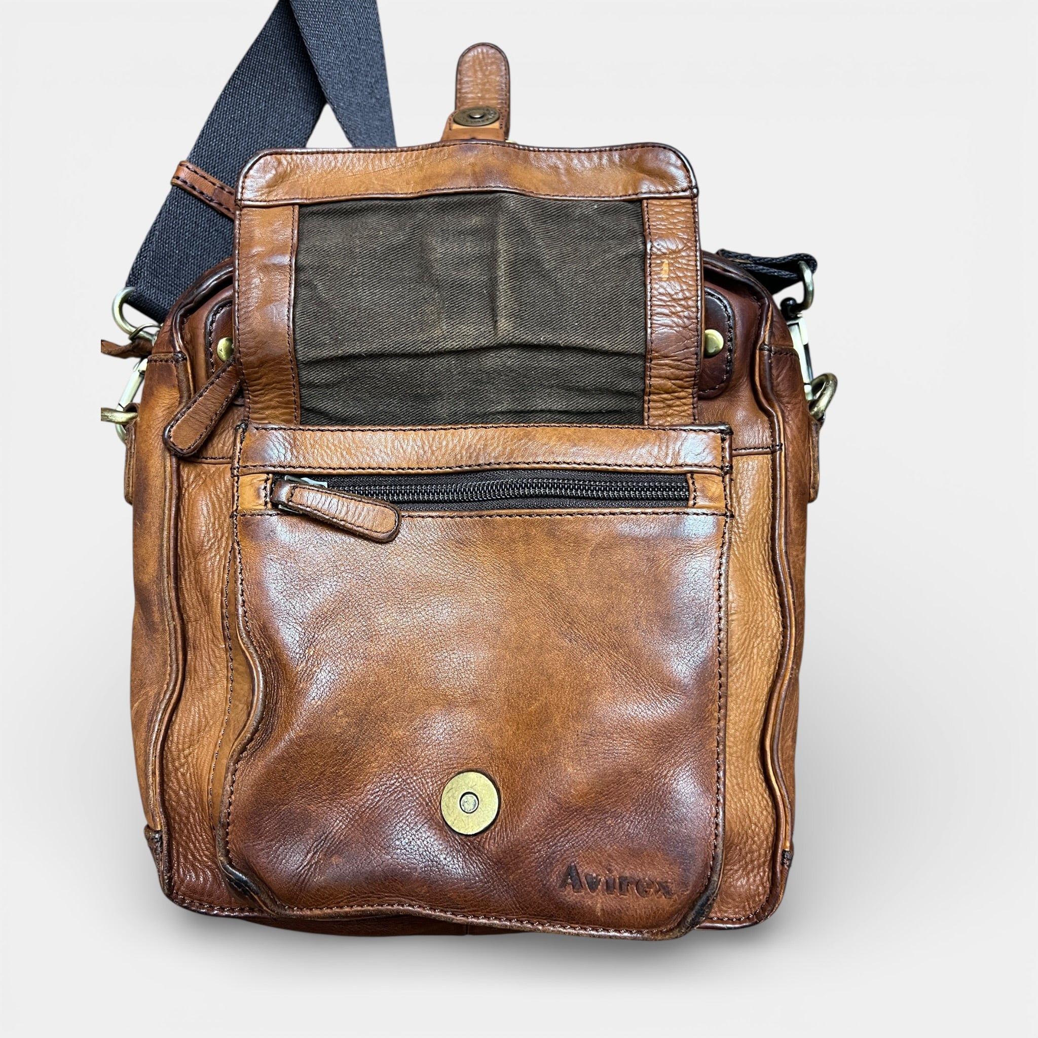 Borsa Uomo in Pelle color Cognac Avirex - Cappelleria Bacca