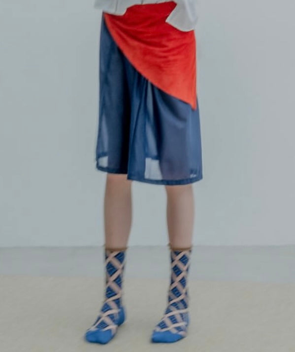 Calzini Spaiati In Cotone E Tulle Blue Deco