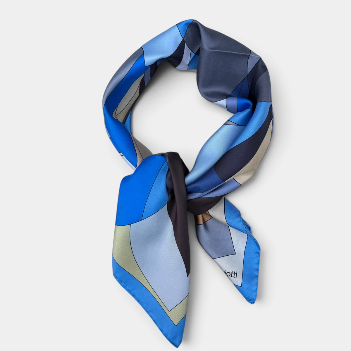 Foulard Laura Biagiotti in seta 90x90 cm, geometrico, variante azzurro