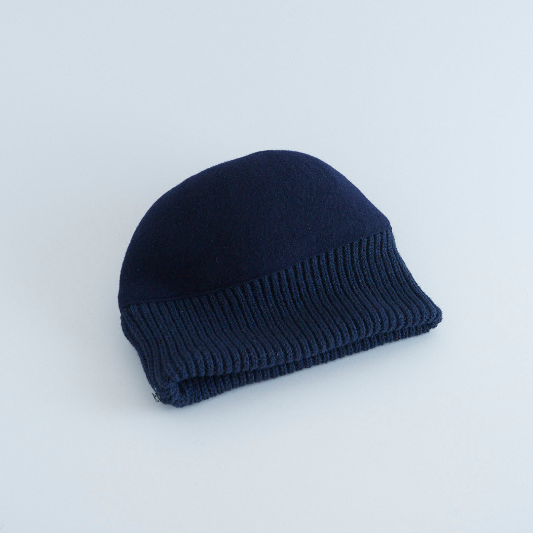 Berretto In Lana Cotta Con Risvolto In Maglia