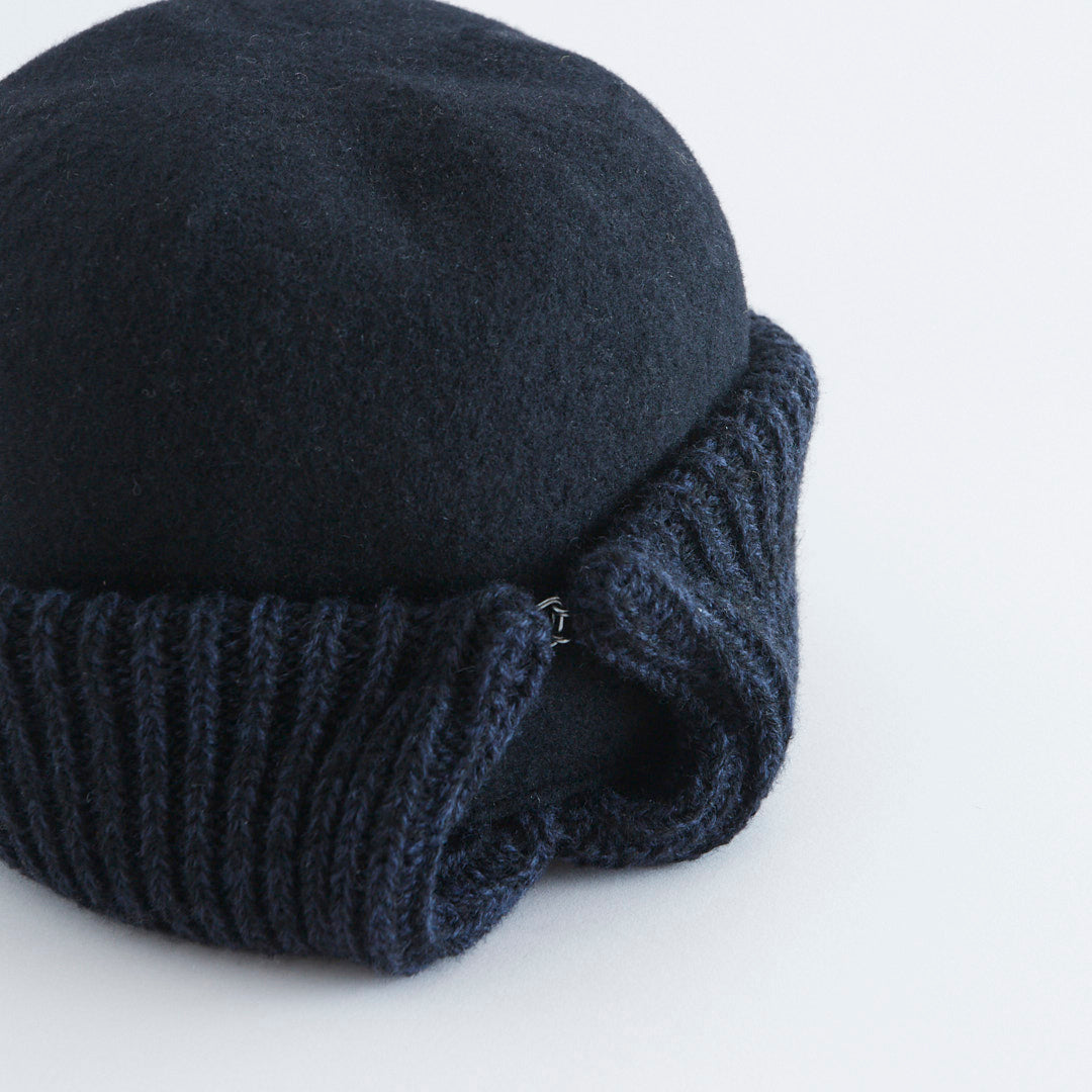 Berretto In Lana Cotta Con Risvolto In Maglia