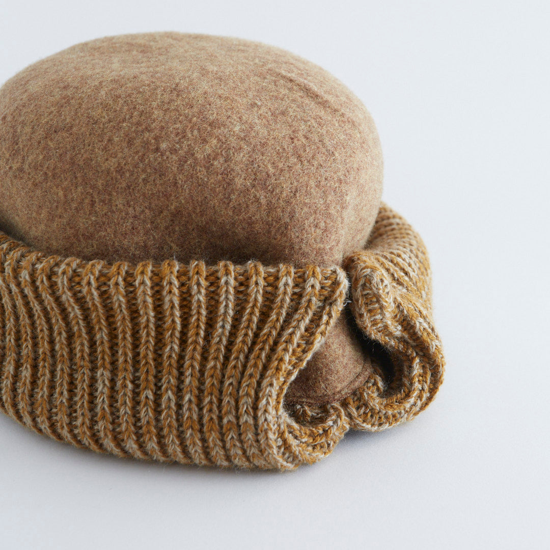 Berretto In Lana Cotta Con Risvolto In Maglia