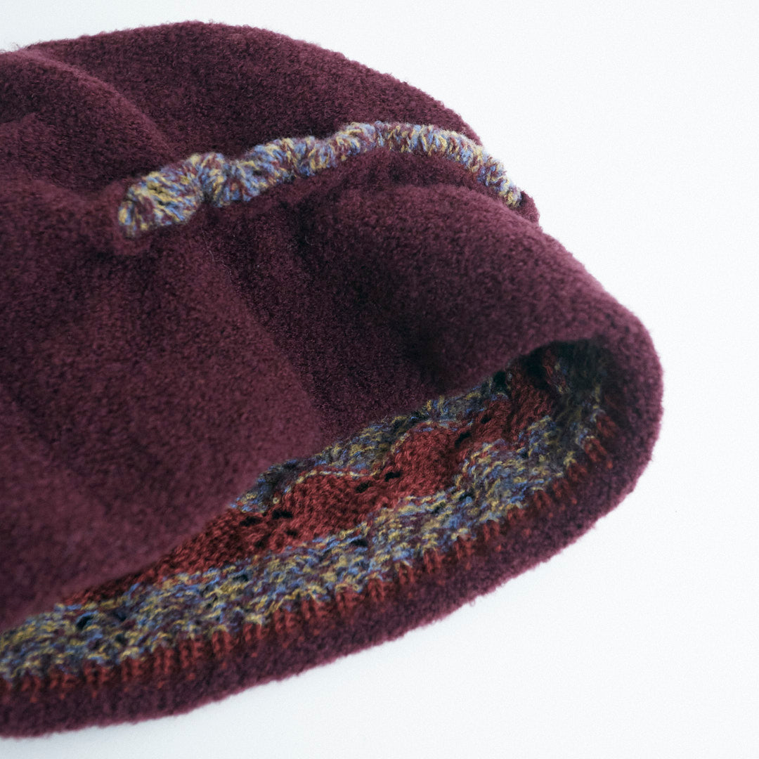 Berretto Beanie Double Face In Maglia Di Lana Con Dettaglio