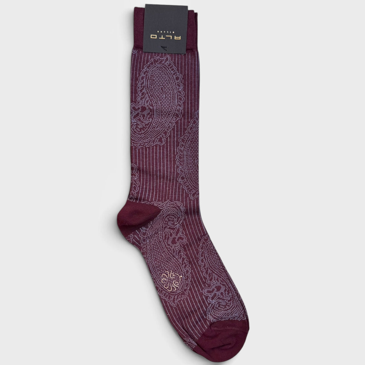 Calzino uomo bordeaux motivo paisley Alto Milano
